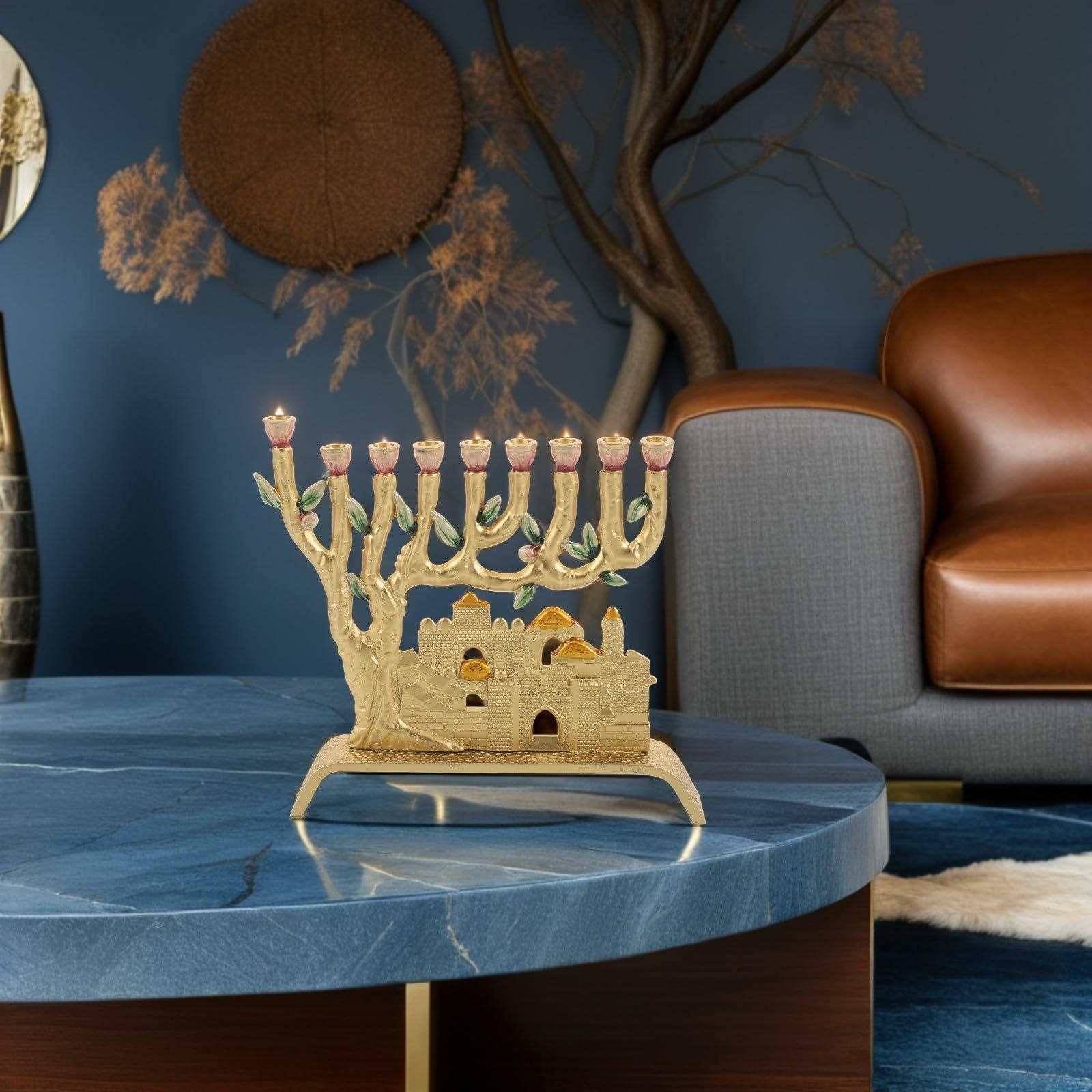 Lega di Alluminio Candelabro Oro Ebraico a Nove Bracci