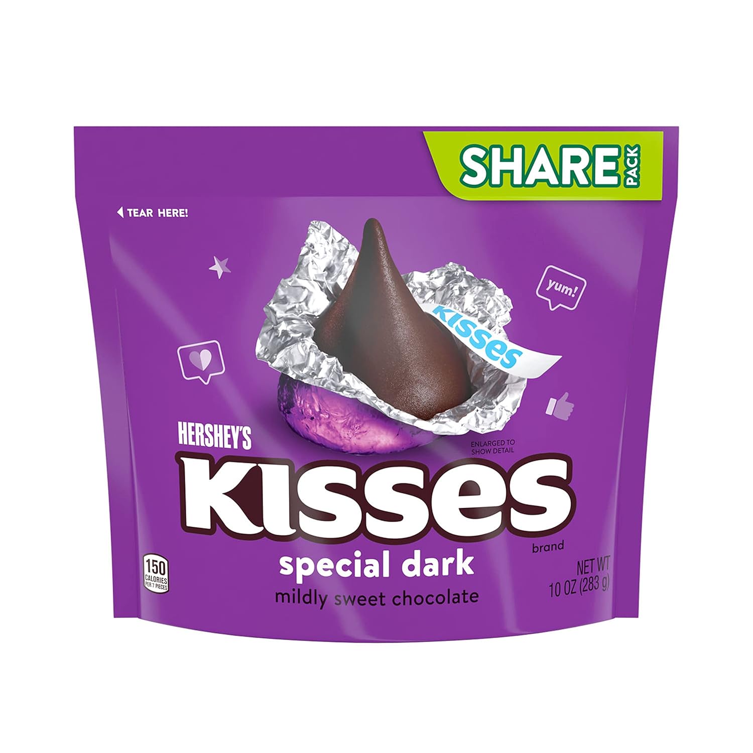 Hershey's Kisses Golosinas de chocolate oscuro especial, en