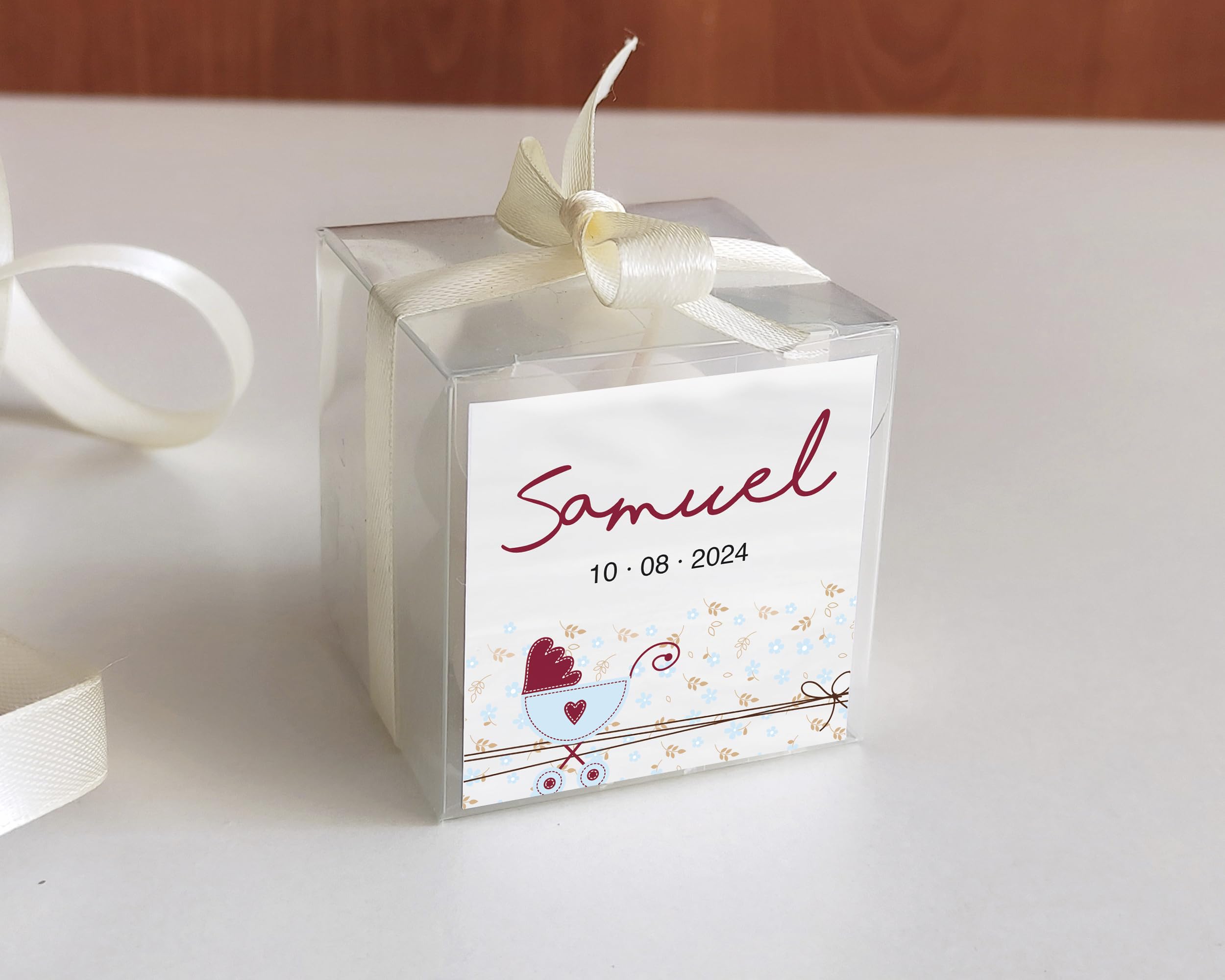 Set 12 Velas Aromáticas Bubble Personalizadas para el Bautizo, Aroma Chai, Regalo Ideal para los Invitados, Varios Diseños a Escoger