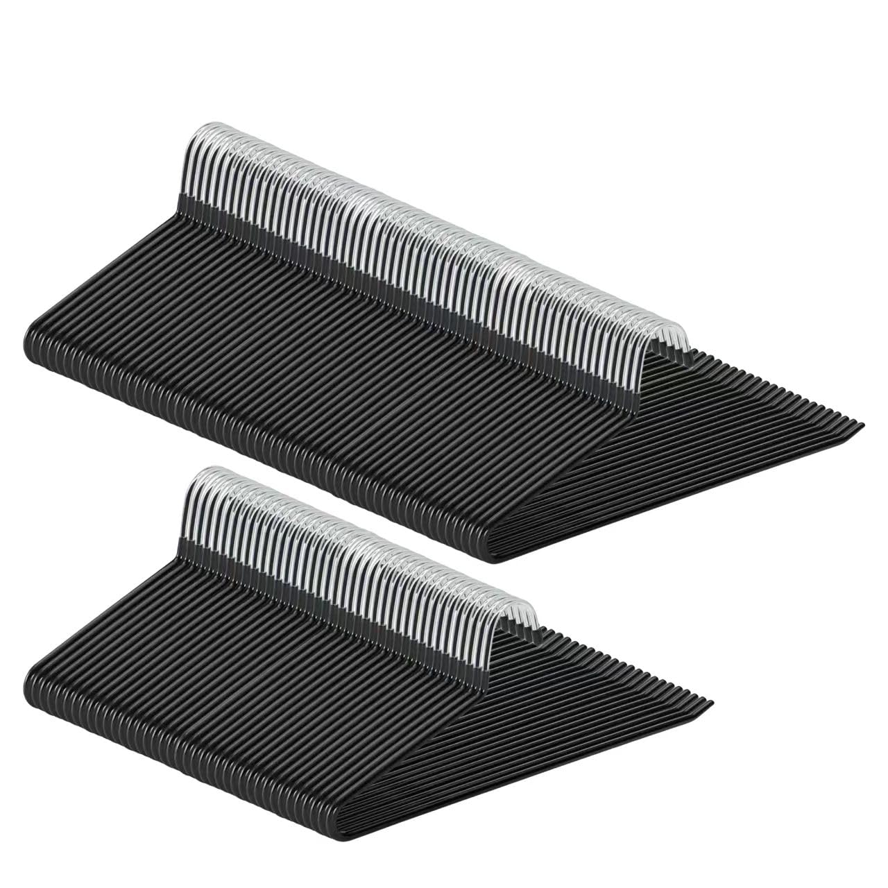 ABHENG Grucce per pantaloni, Gancio Grucce per Pantaloni, confezione da 100, Appendiabiti Salvaspazio Bianca, Gruccette in Acciaio Inox, Cromate, 38 x 0,5 x 13 cm, Nero, AIY05100B
