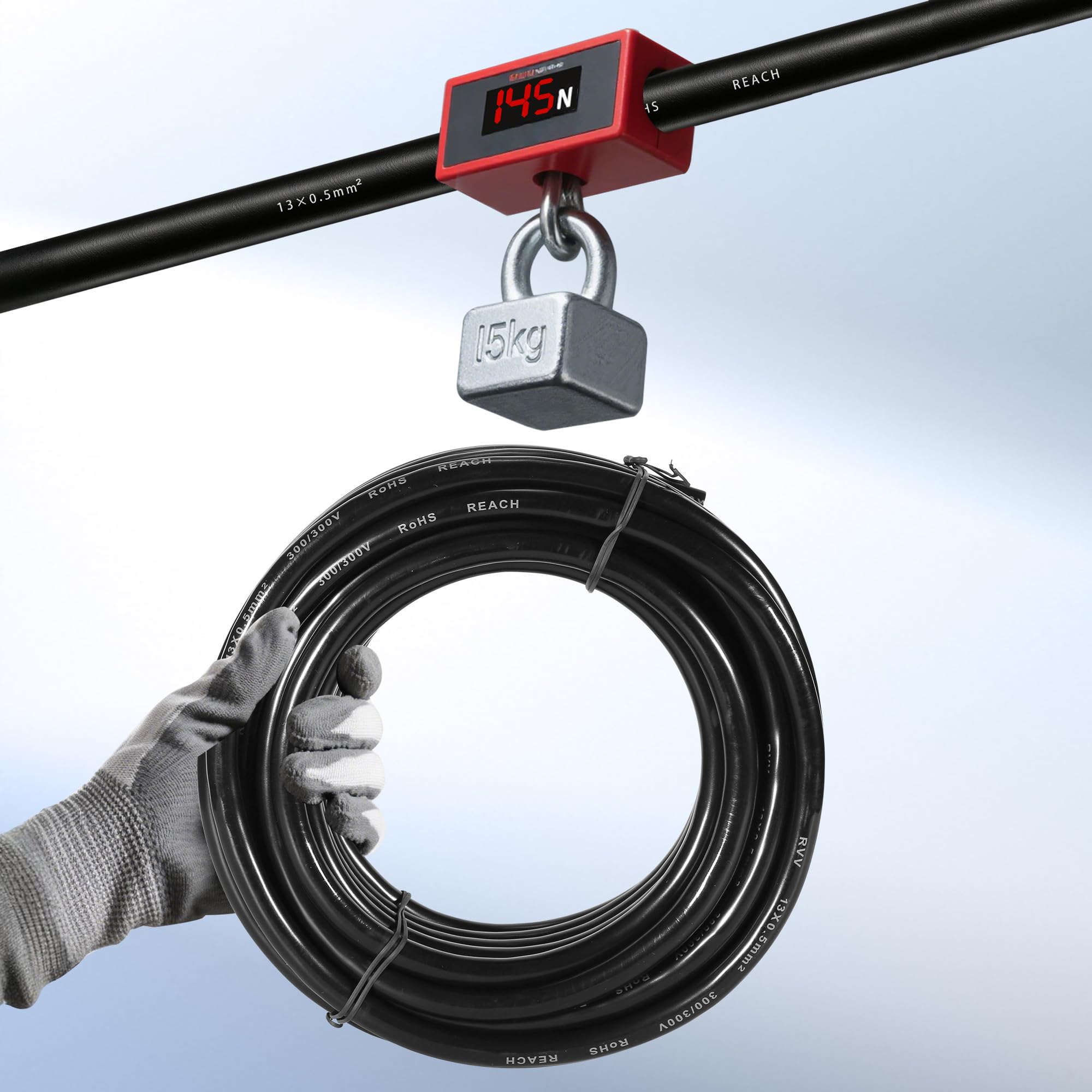Cable de 13 Pines para Remolque 15M, Cable de 13núcleos Enchufe de Remolque,Cable Pilotos Remolque 13 Polos 12V 24V 413V 130V,Cable eléctrico 13 Polos para vehículo(13x0,5 mm²)