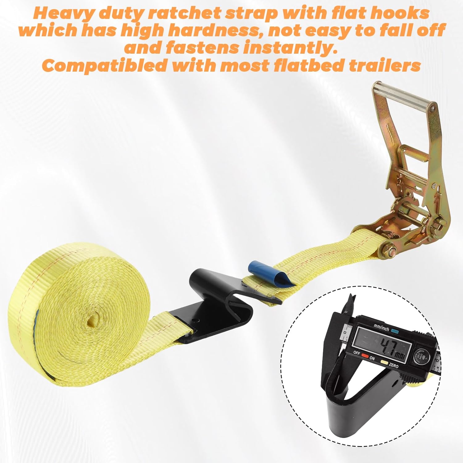 2 Pack 2 Inch Ratchet Straps Heavy Duty 20ft Tie Down Straps Ratchet Flat Hook, 10000 LBS Break Strength, Cargo Ratchet Strap for Moving, Truck, Trailers, Motorcycles, Kayaks, Car Roof - Image 4