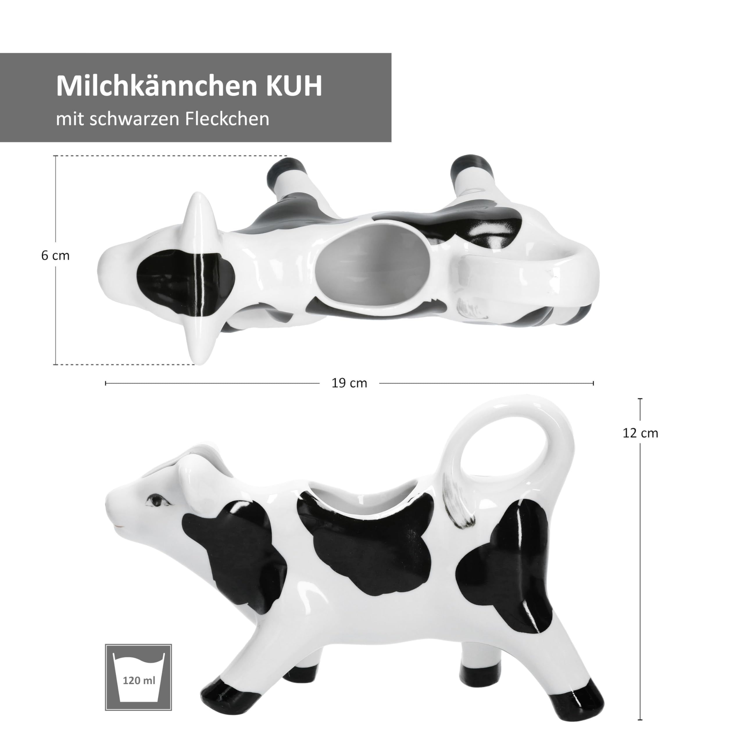 MamboCat Dzbanek na mleko Krowa Berta 120 ml I Ceramika I Biały z czarnymi plamkami I Dzbanek do śmietany I Dzbanek I Dzbanek do mleka