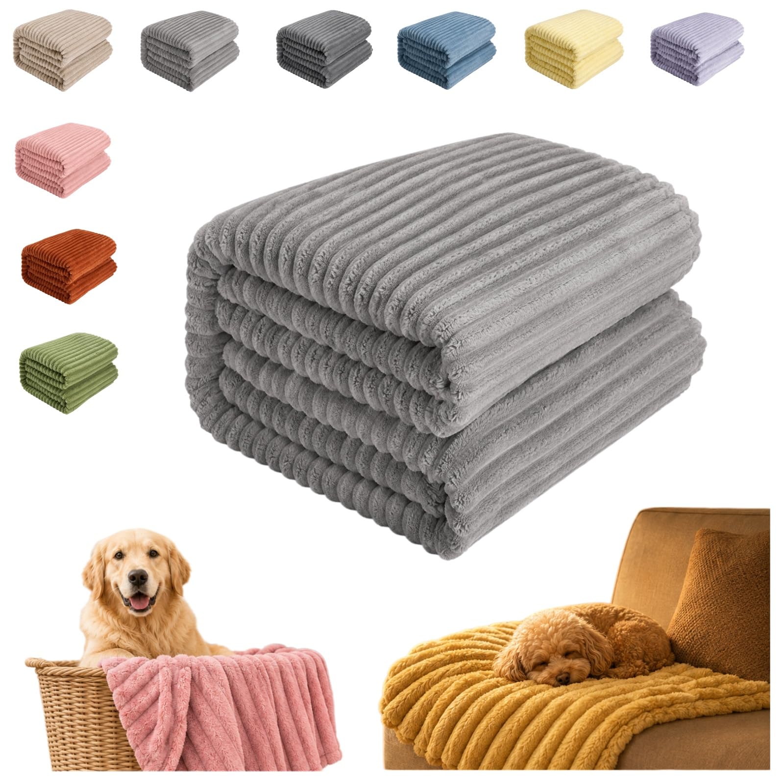 DzaiCrkwd Emotional Support Blanket Yellow for Dogs, Furniture Protection Layer, Soft Rabbit Fleece Material,Designed for Pets for Kennel, Sofa, Bed and Car Seat (Light Gray, M)