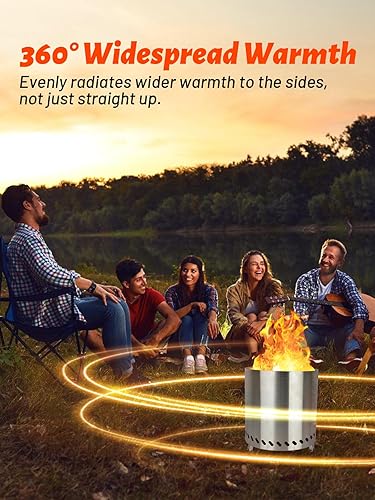 Miniatura 6 de Pozo de fuego sin humo, 9.25 x 8.66 pulgadas, mini hoguera de acero inoxidable sin humo por pellets o madera sin humo para fogata de campamento
