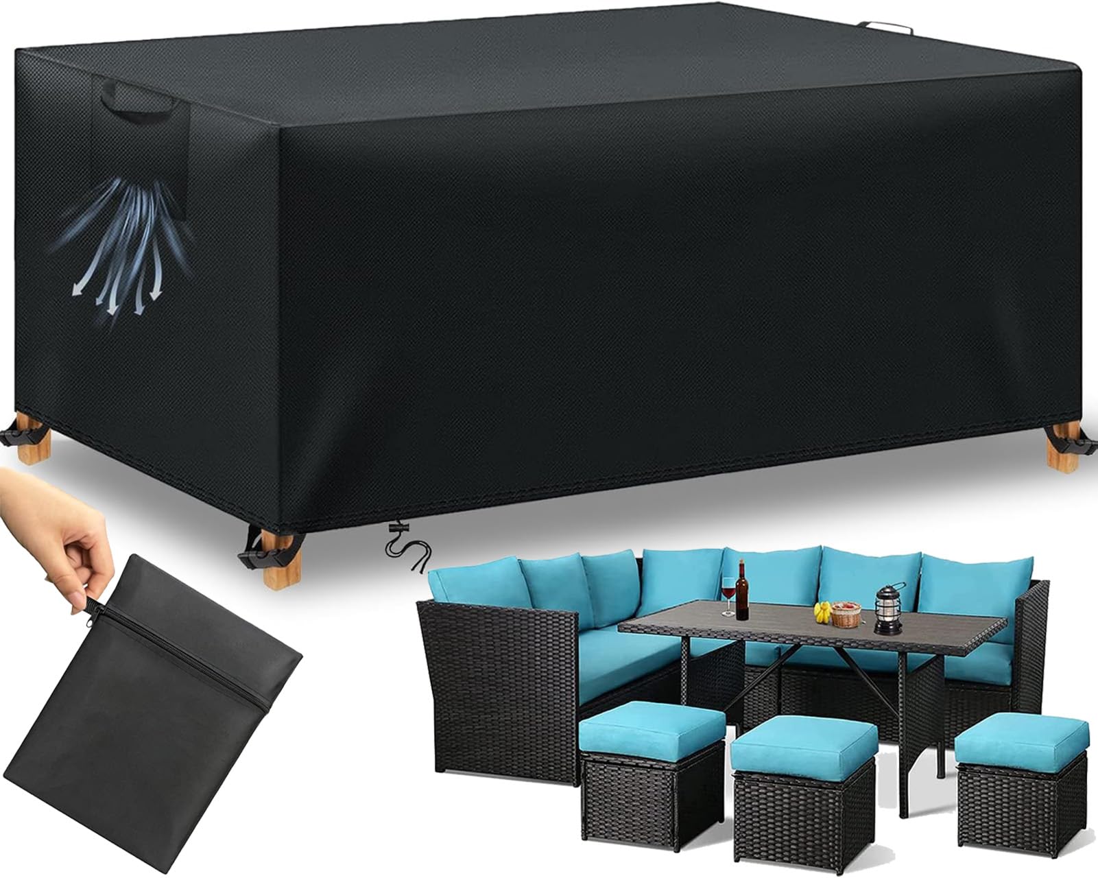 Housse imperméable pour meubles de terrasse et salon de jardin pour l'hiver