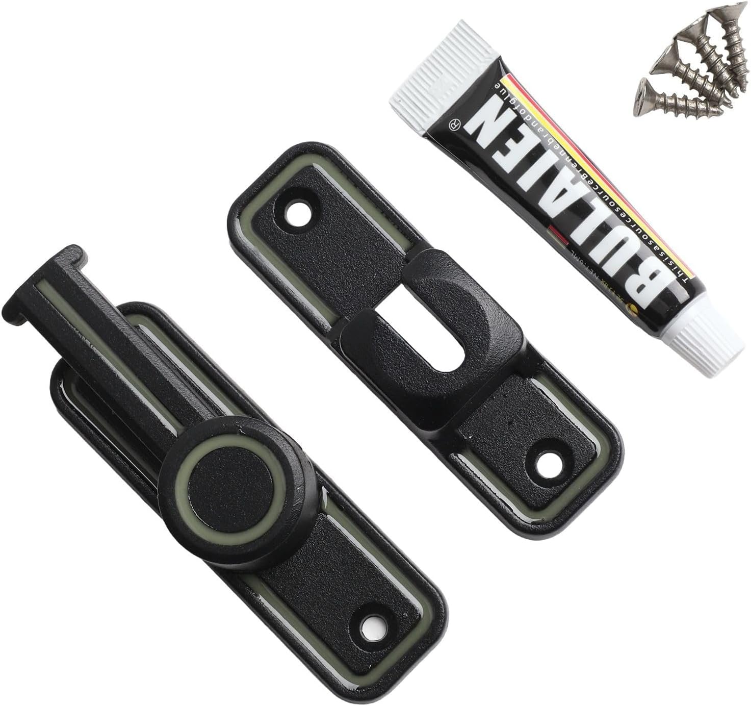 Black Zinc Alloy Door Latch, 90/180 Degree Sliding Bolt Lock Interior Bathroom Balcony Doors, Secure Screw- Hardware Gate Latch