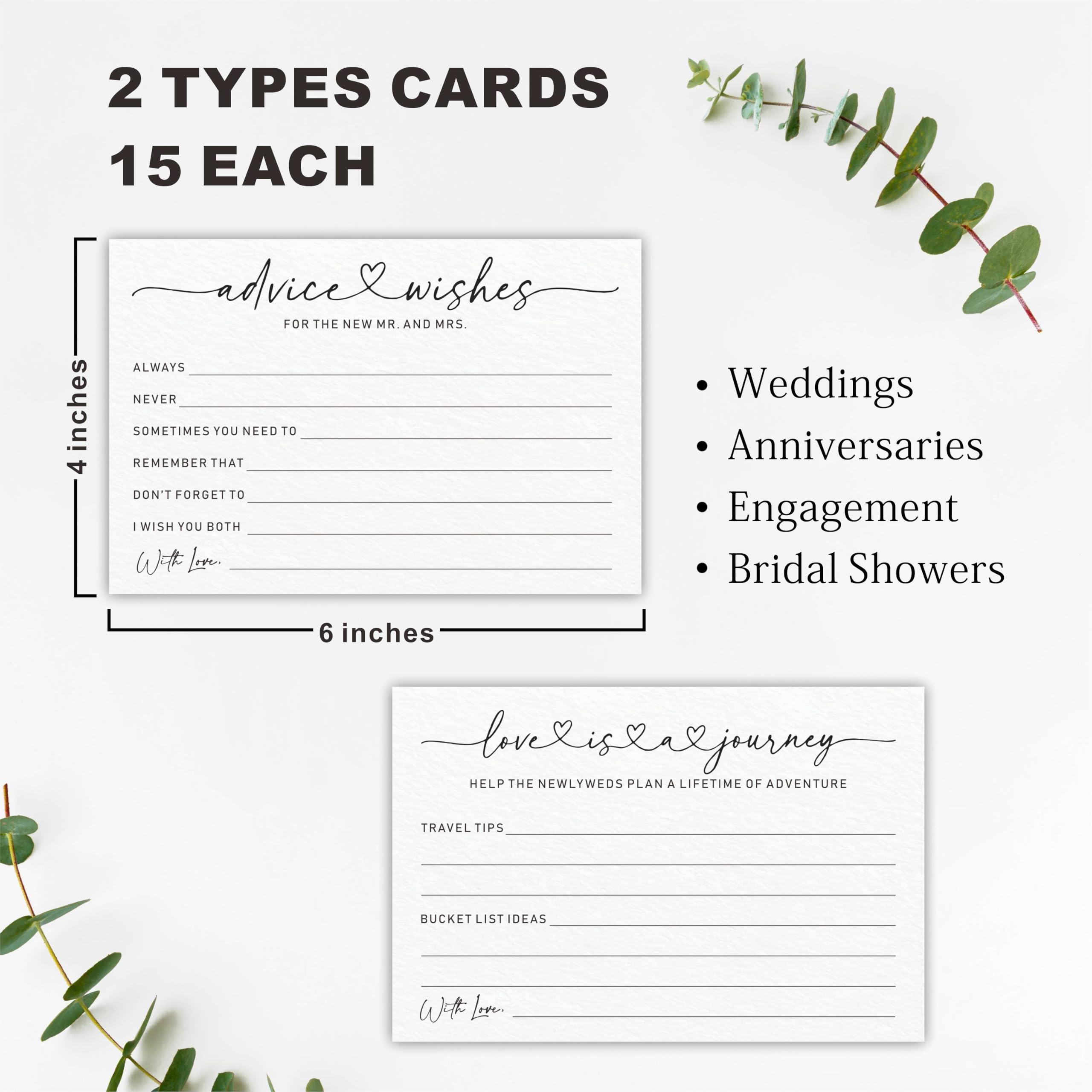 Condition photo showing New/Like New for Wedding Advice Cards -Pack Of 30 Wishes For The New Mr & Mrs Wedding,Love Is A Journey Cards - Bride and Groom Newlyweds Bridal Shower Party Decoration,Games(White) - A01