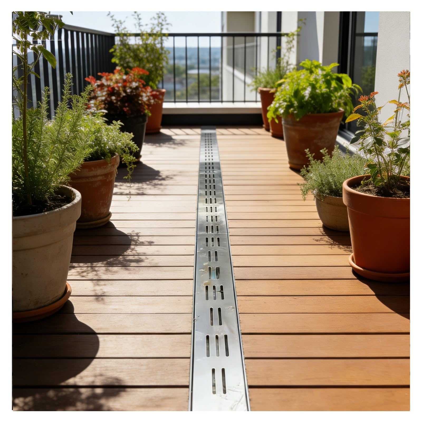 GLDYTVF Stainless Steel Drainage Channel with 304 Grate Narrow Gutter for Terrace & Garden Rust-Resistant Drainage Solution (H5*W7CM/H1.96*W2.75IN)