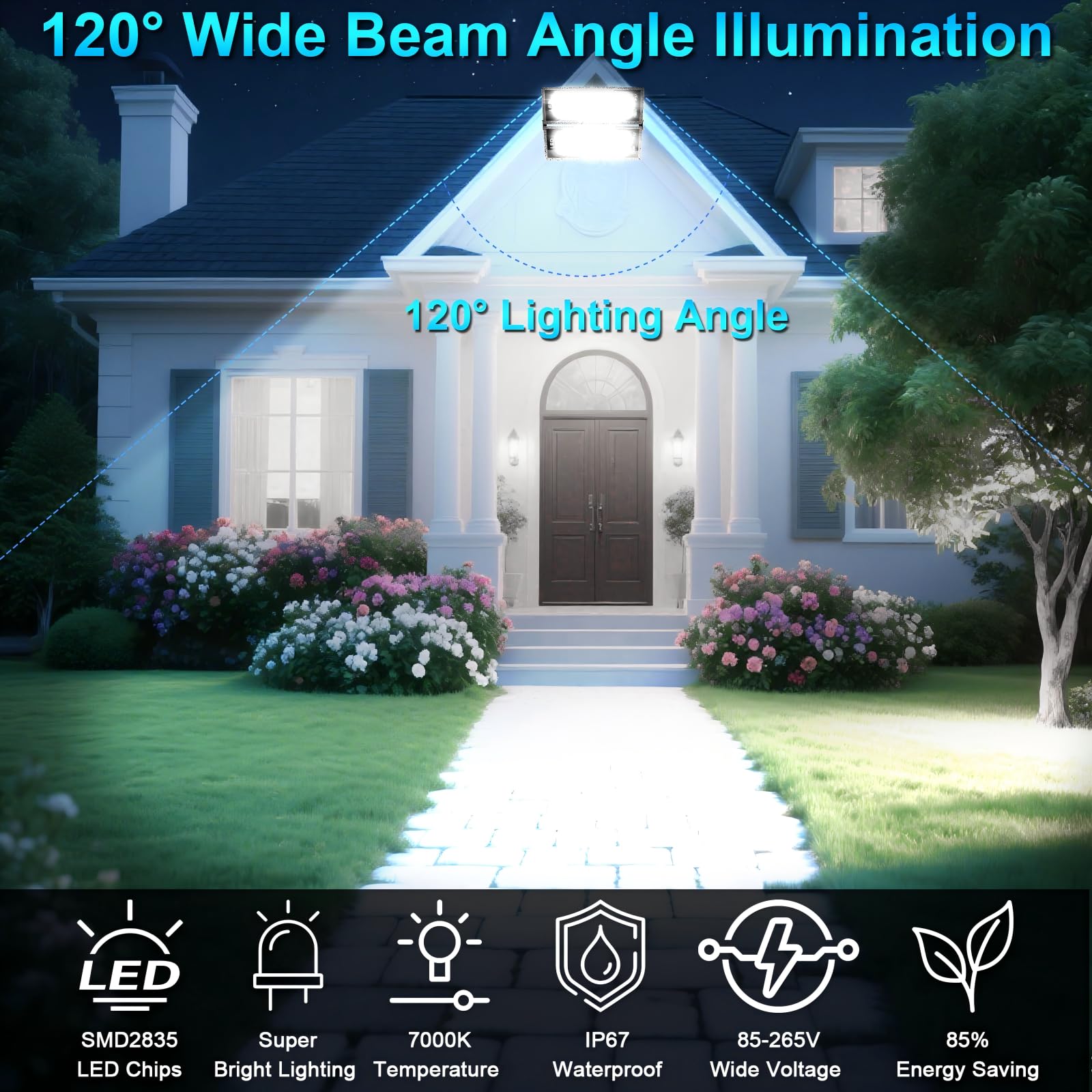 LED Strahler Außen 400W, 46000LM Led Flutlichter 7000K Kaltweiß Scheinwerfer Außenstrahler IP67 Wasserfest LED Fluter außen für Garage Farm Fabrik Lager Stadion