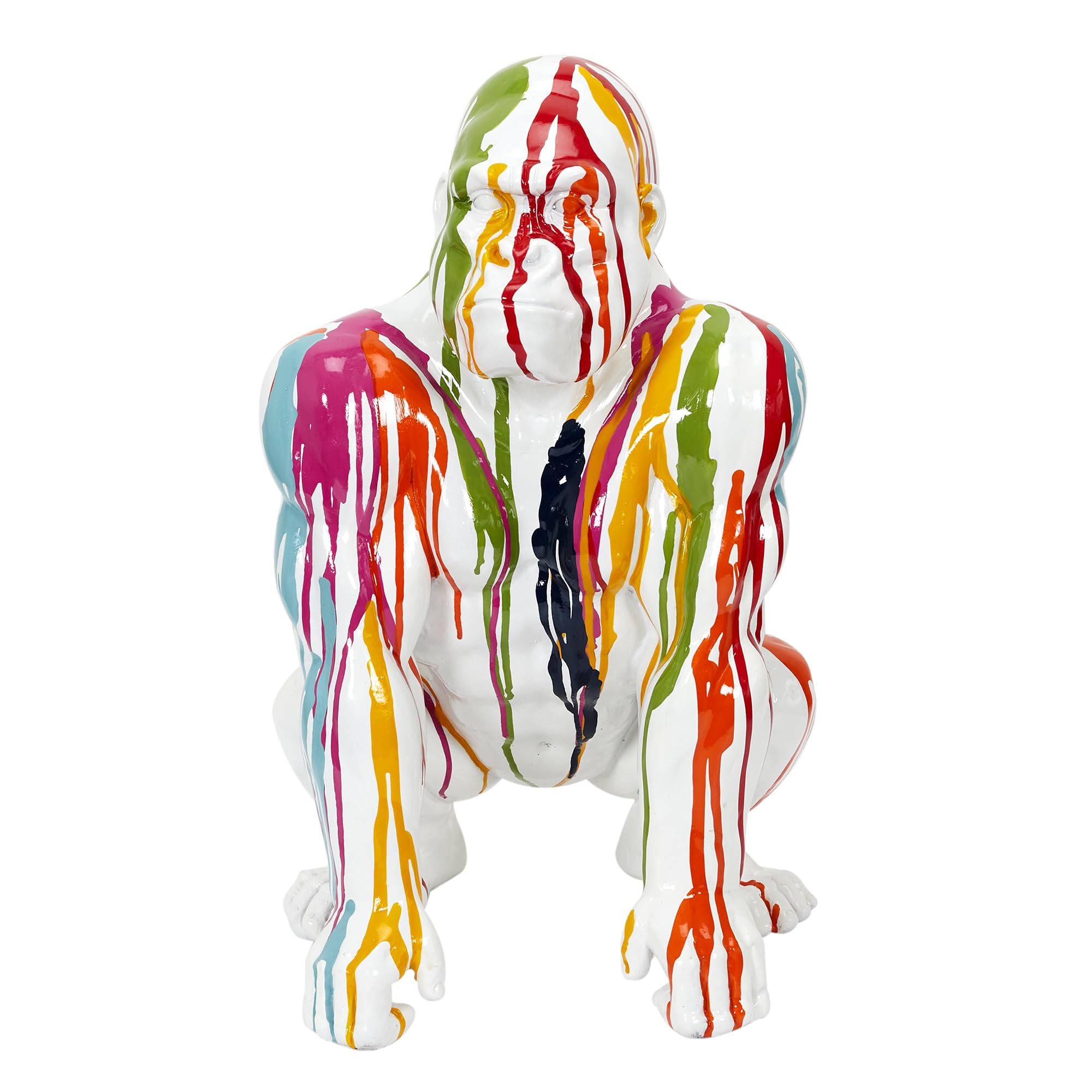 HOME DECO FACTORY Statuette Gorille en Résine Élégante 46 cm Blanc
