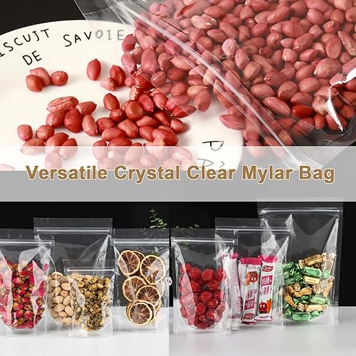 Miniatura 5 de Paquete de 300 bolsas de Mylar resellables, bolsas de pie de 5 x 8 pulgadas con ventana transparente, pequeñas bolsas resellables con cierre de