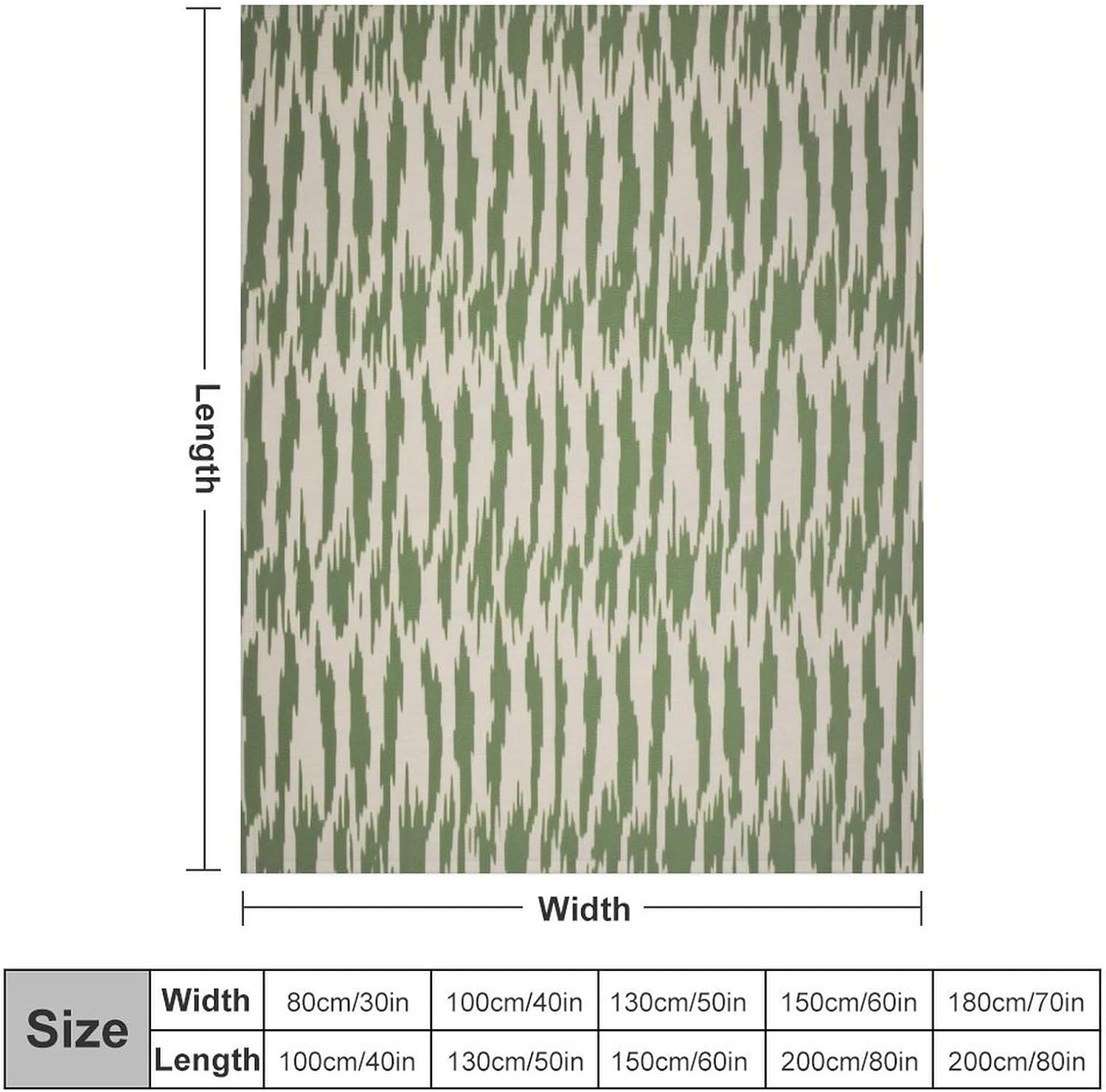 ArogGeld Green and Beige Bukhara Ikat Fleece Blanket 70x80in Boho Ikat Ethnic Green Warm Throw Blanket for Camping and Travel for Winter Christmas Housewarming Gift to Friend
