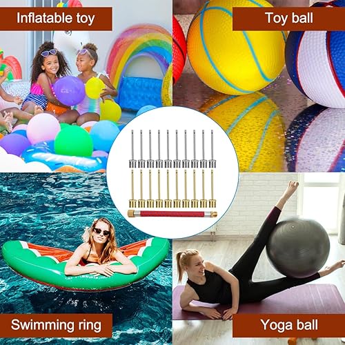 Miniatura 7 de Paquete de 20 agujas de inflado de bomba de bola, aguja de bomba de aire de acero inoxidable, con una manguera adaptadora de aguja, aguja de bomba