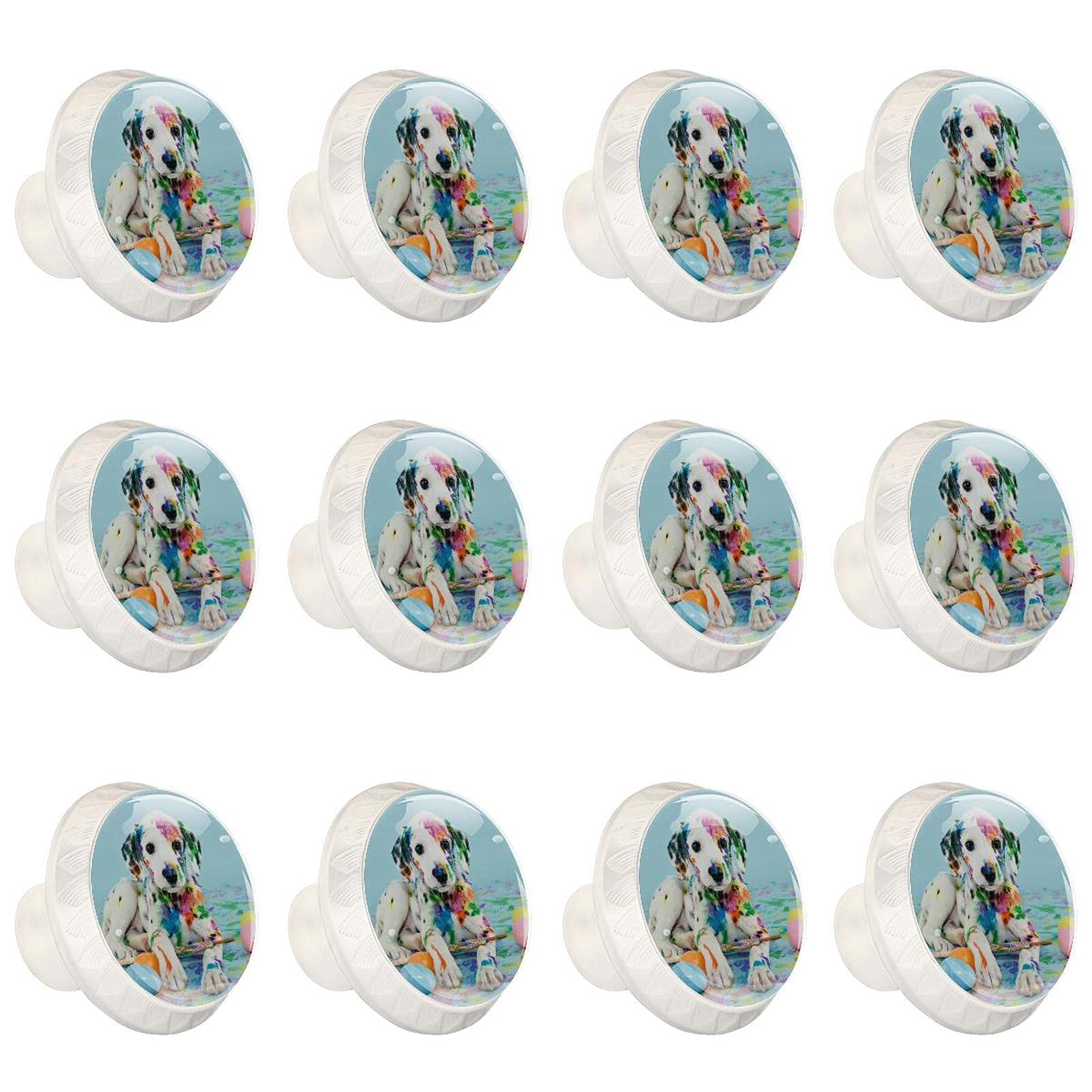 Boutons d'armoires de cuisine poignée de meuble ronde fatiguée motif chien 12 pcs