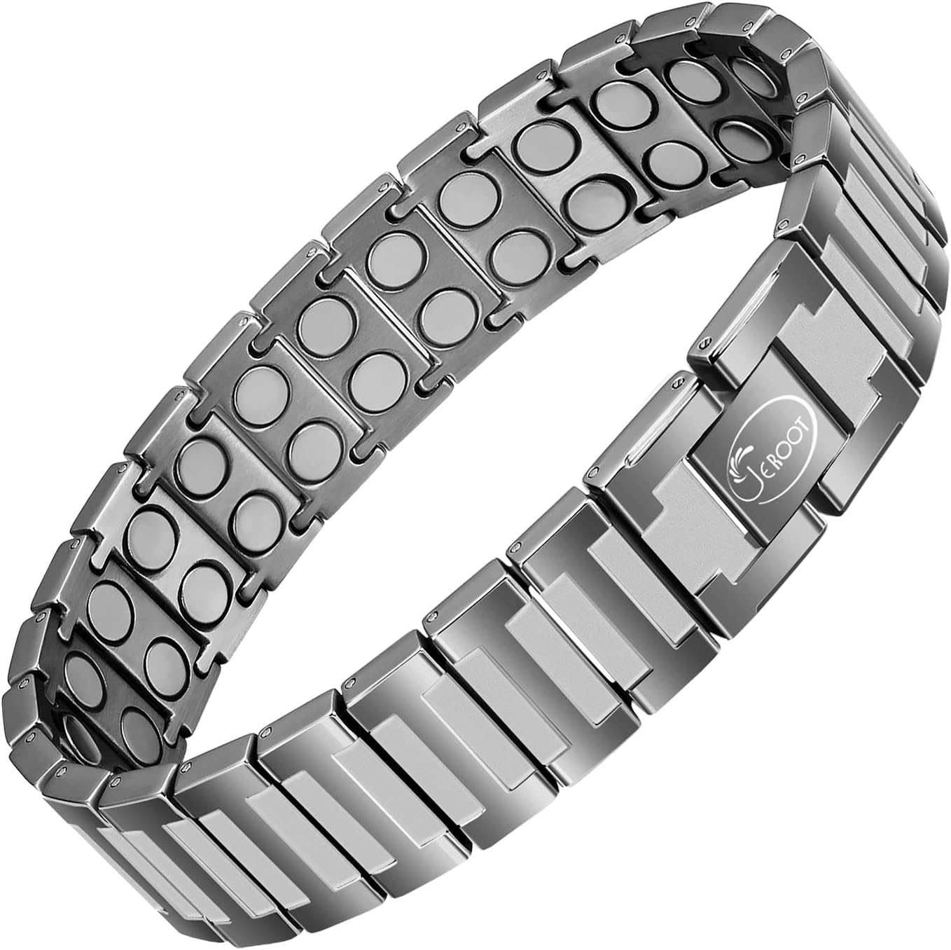 Titanium Magnetic Therapy Bracelets for Mens Magnetic Lymph Detox Bracelet for Pain Relief for Arthritis,Lymph Drainage 4000 Gauss Double Row Strong Magnets Bracelet with Adjustment Tool(Gray)