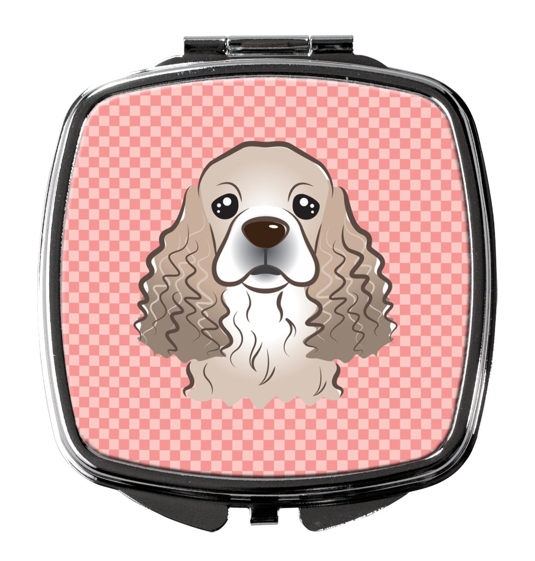 Caroline's Treasures BB1216SCM Checkerboard Pink Cocker Spaniel Compact Mirror, Multicolor