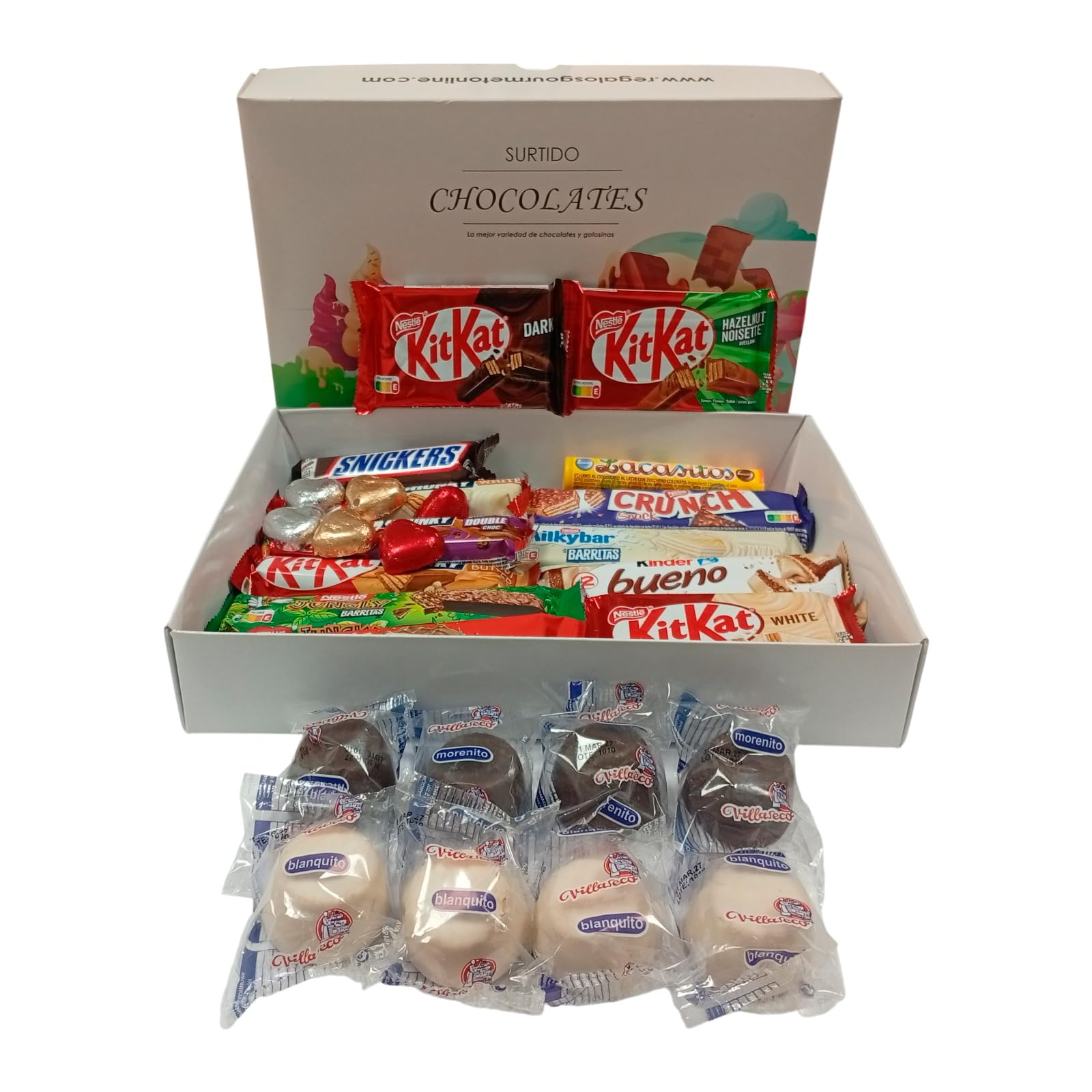 Deliex delicias de Extremadura. Surtido de chocolates para regalo. Cestas de chocolates para regalar. Regalo original para mujer y hombre amantes de lo dulce. (SURTIDO 1)