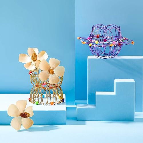 Miniatura 6 de Skylety Cesta de flores de mandala de 2 piezas, canasta flexible de hierro, creativa hecha a mano, lazos mágicos, juguete para la ansiedad para