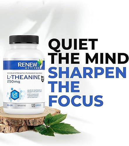 Miniatura 2 de Renew Actives Suplemento de L-teanina, 250 mg de fuerza máxima! Promueve el estado de alerta sin somnolencia. Suplementos naturales de acción rápida