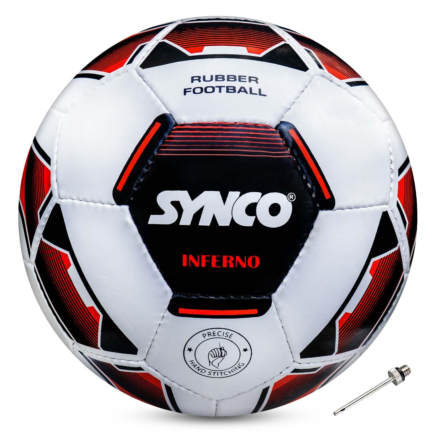 Synco Inferno Football | 32 Panel | Trainer Football | Rubberized Stitched | Suitable for Hard Ground Without Grass | for Men/Women | Size - 5 (White)-image-30