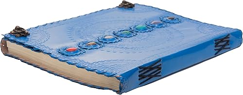 Miniatura 10 de Tuzech Diario de cuero gigante con relieve de piedra medieval de siete chakras, cuaderno de sombras, cuaderno de oficina, diario Hocus Pocus, poesía