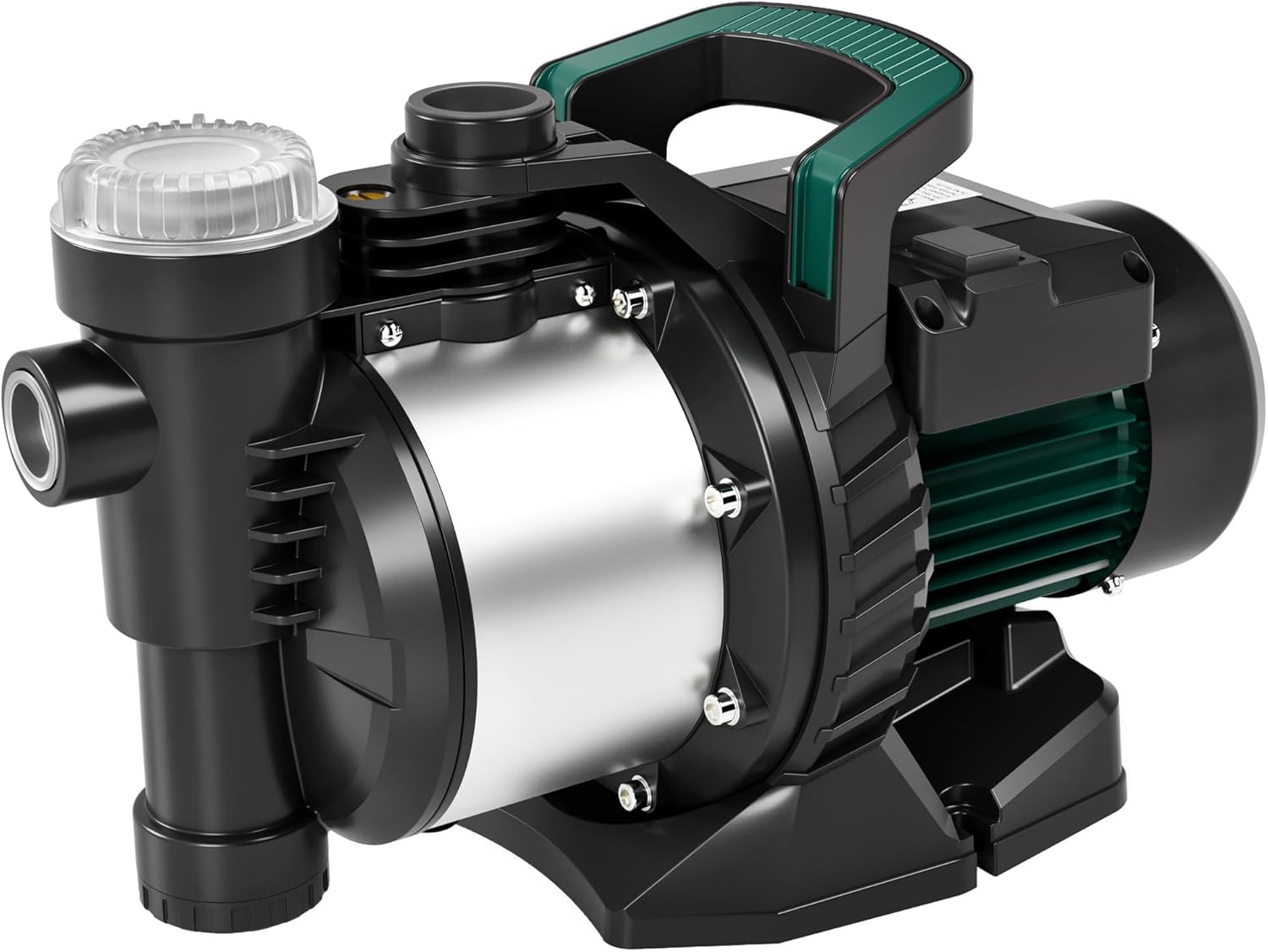 LANCHEZ Gartenpumpe 5000 l/h Fördermenge, Leistung 1300 W, Förderhöhe 50 m, Mit Filter, Wasseranschluss und Ablass, Ansaughöhe bis zu 7 m, Wasserpumpe für Regenfässer, Zisternen, Gartenteiche
