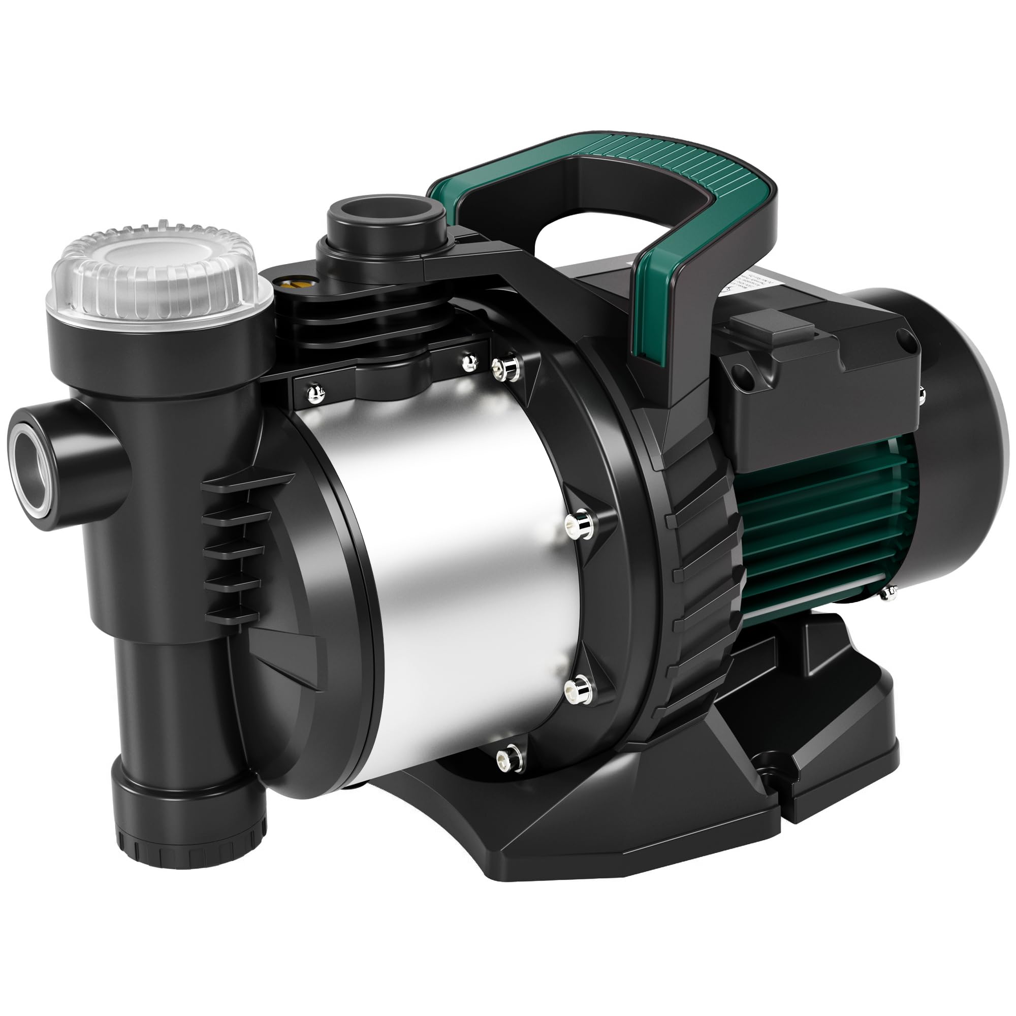 LANCHEZ Gartenpumpe 5000 l/h Fördermenge, Leistung 1300 W, Förderhöhe 50 m, Mit Filter, Wasseranschluss und Ablass, Ansaughöhe bis zu 7 m, Wasserpumpe für Regenfässer, Zisternen, Gartenteiche
