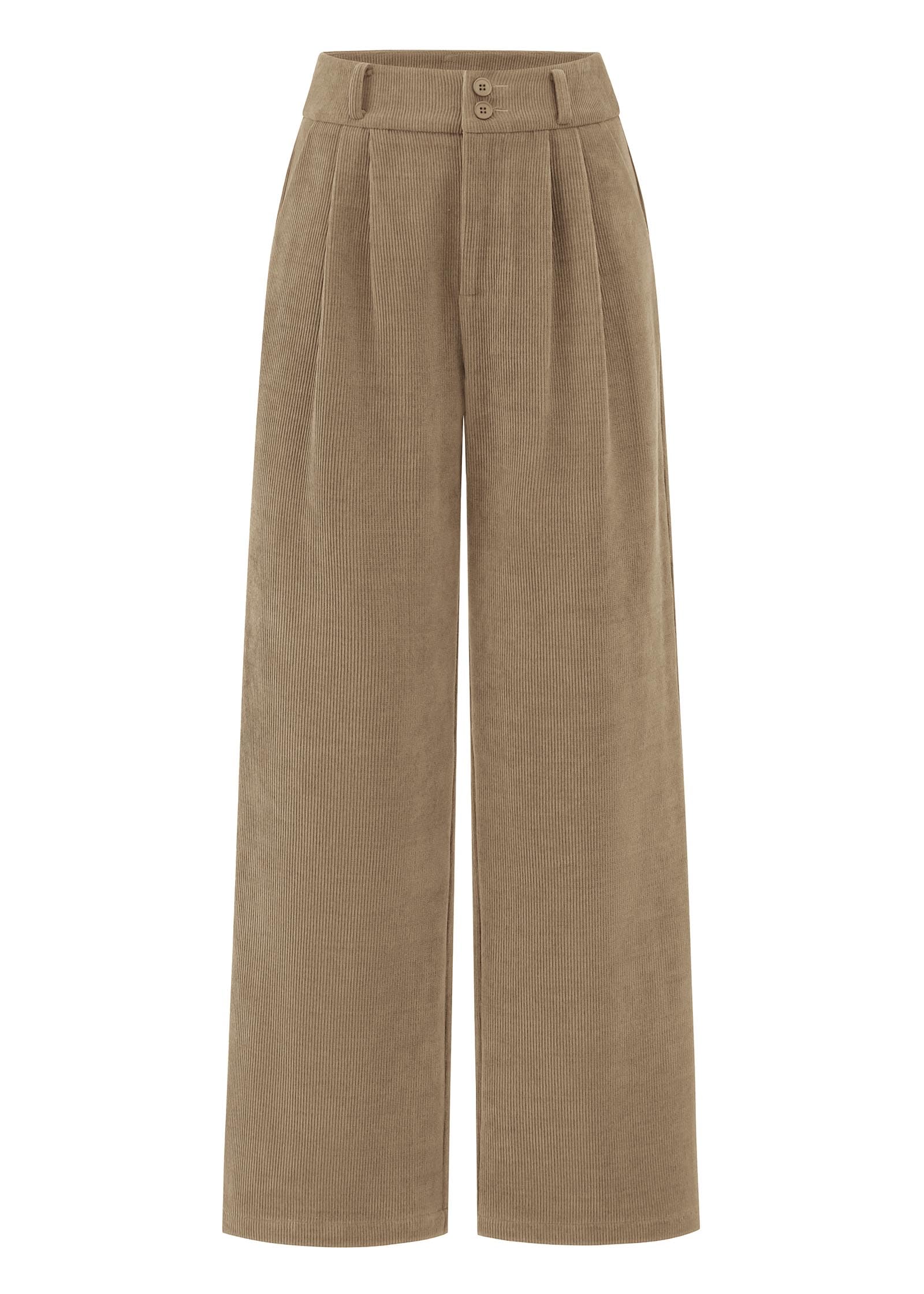 KIRUNDO Corduroy Pants Women High Waisted Wide Leg Pants Business Casual Fall Winter Straight Loose Trousers with Pockets