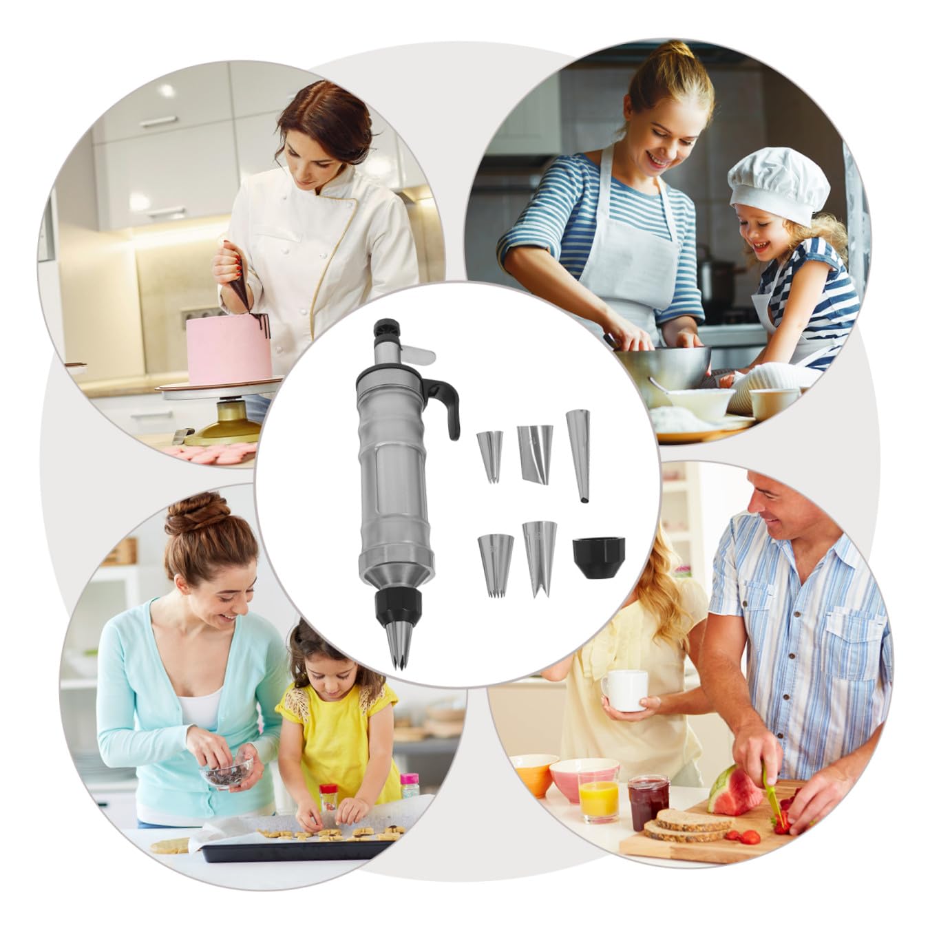 Edelstahl Tortendekorationsmaschine mit Ergonomischem Griff für Selbstgemacht Backen Cupcake Kuchenspritze als Praktisches Backwerkzeug für Tortendeko zu Hause und Backstube
