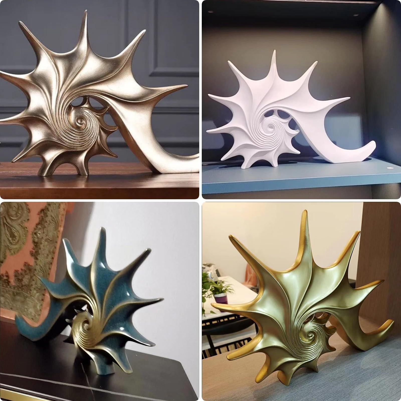 Escultura De La Estata De Conch De Resina Esculturas De La Conch DecoracióN De La Figura En El Escritorio CentríEse De Mesa Decorativa De La Playa para La Oficina Room Room Gabinete,Azul