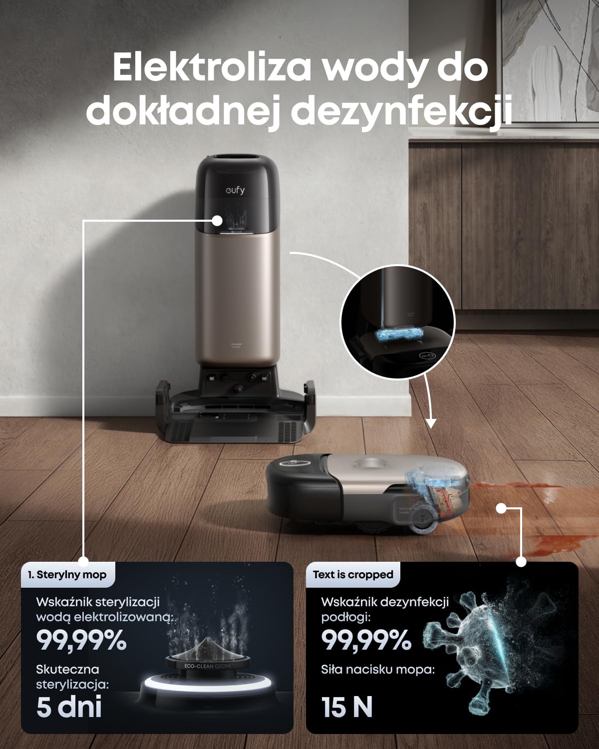 eufy S2 HydroJet robot odkurzający z funkcją wycierania, siła ssania 30 000 Pa i moc ssania 100 AW, Uniclean Station 12 w 1