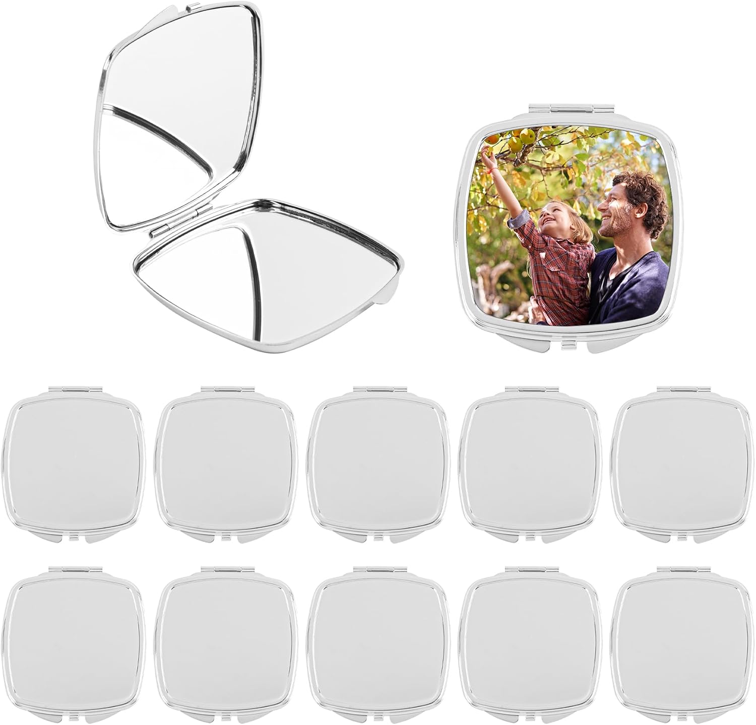 Framendino, 12 Pack Sublimation Cosmetic Mirror Blanks Portable Makeup Folding Mirrors Square