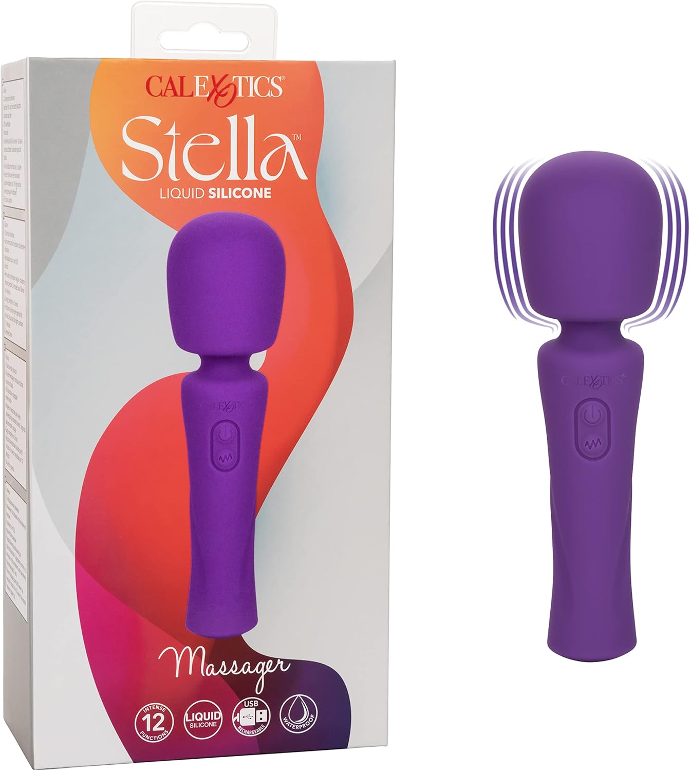 CalExotics Stella Liquid Silicone Wand Massager – Premium Rechargeable Flex Vibrator – Sex Toy for Women– Purple