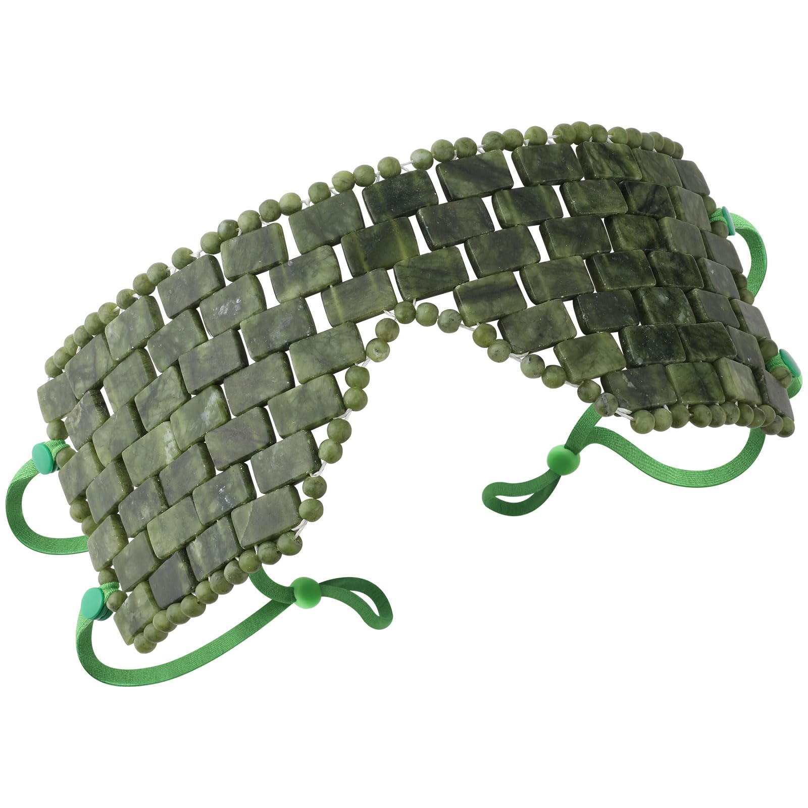 LazyGa Jade Eye Mask,Large Facial Cooling Mask with Green Ear Strings 100% Real Jade for Hot & Cold Therapy,Green Jade Facial Eyes Sleeping Mask