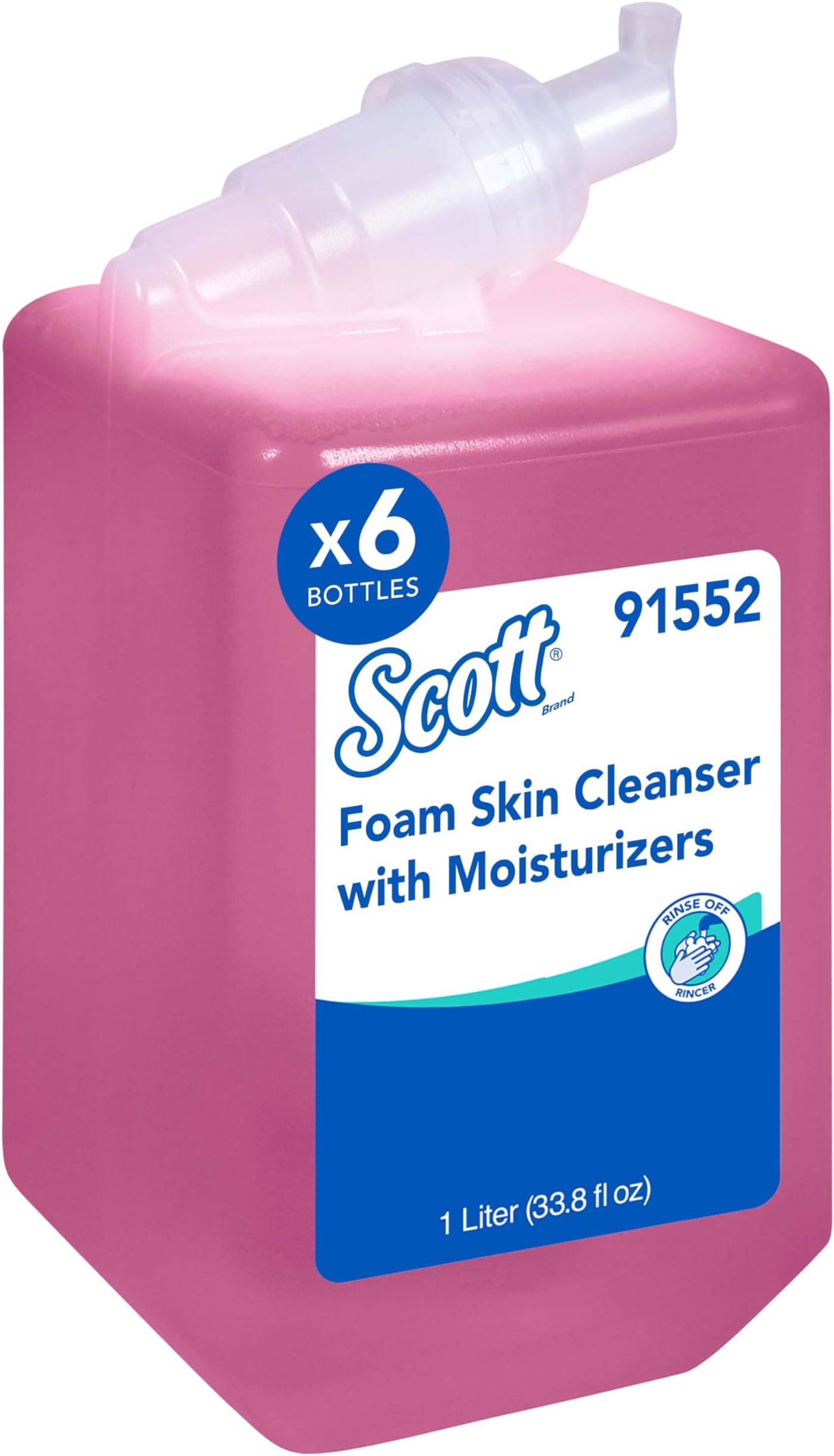 Scott Professional Foam Hand Soap with Moisturizers (91552), 1.0 L, Foaming, Pink, Floral Scent, Manual Refills (6 Bottles)