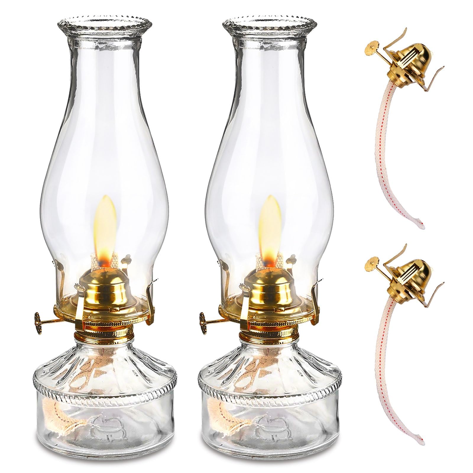 2 Pièces Abat-jour verre transparent: Lampe à pétrole vintage, Décorative Cheminée lampe à huile, Verre de rechange, für Intérieur Salle à Manger Utilisation d'Urgence Jaune