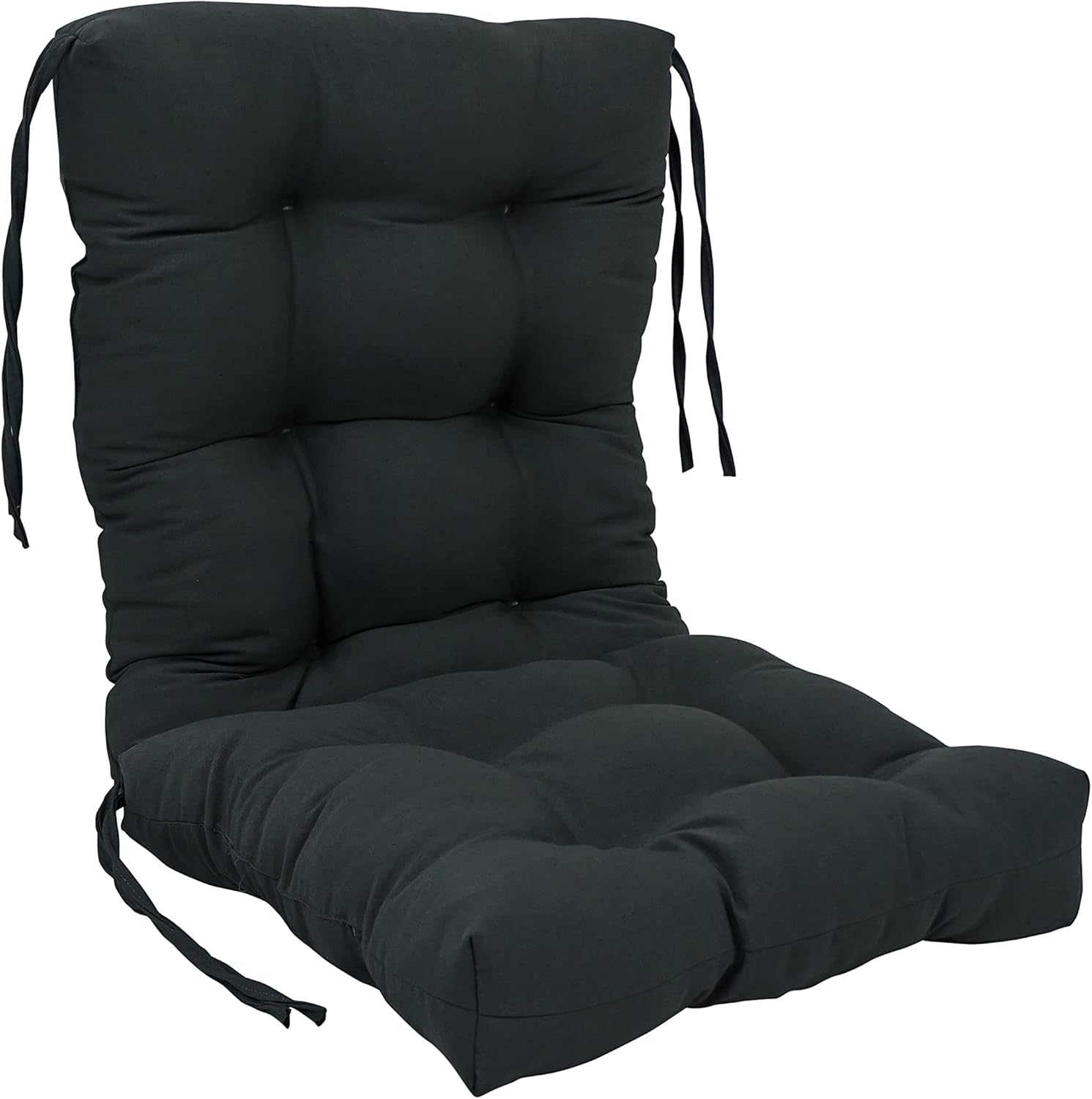 Blazing Needles 18 38-inch Twill Seat/Back Tufted Chair Cushion, 18 x 38, Black