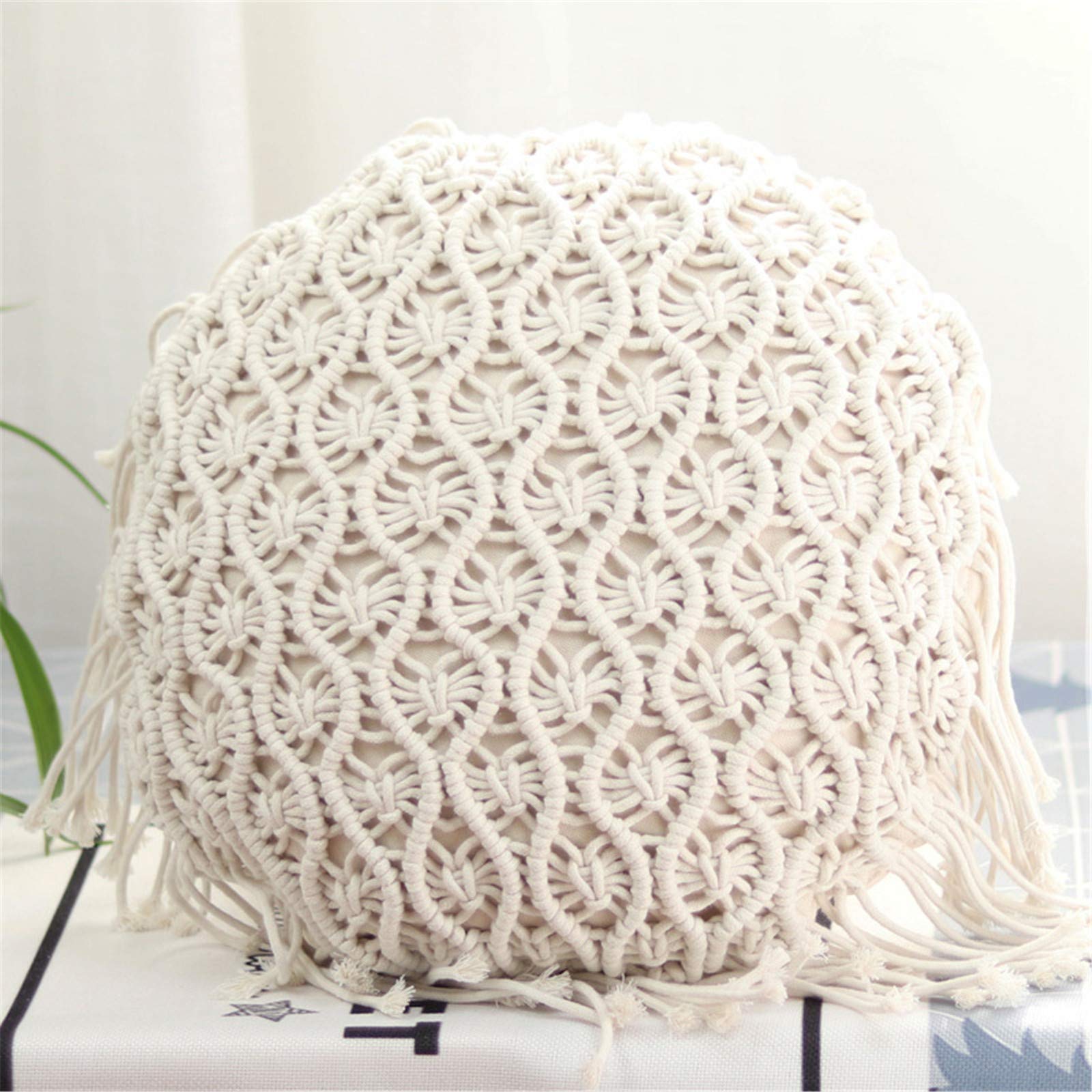 SWECOMZE Boho, federa decorativa per cuscino con nappa in cotone e lino, per divano, camera da letto, soggiorno, auto, ufficio (Style-19)