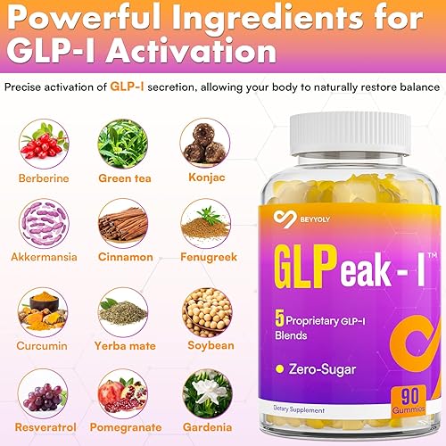 Vista 7 de GLP-I Gomitas probióticas GLP-I para mujeres y hombres, suplemento GLP-I 17 en 1 con probiótico Akkermania, gomitas de berberina GLP-I, gomitas