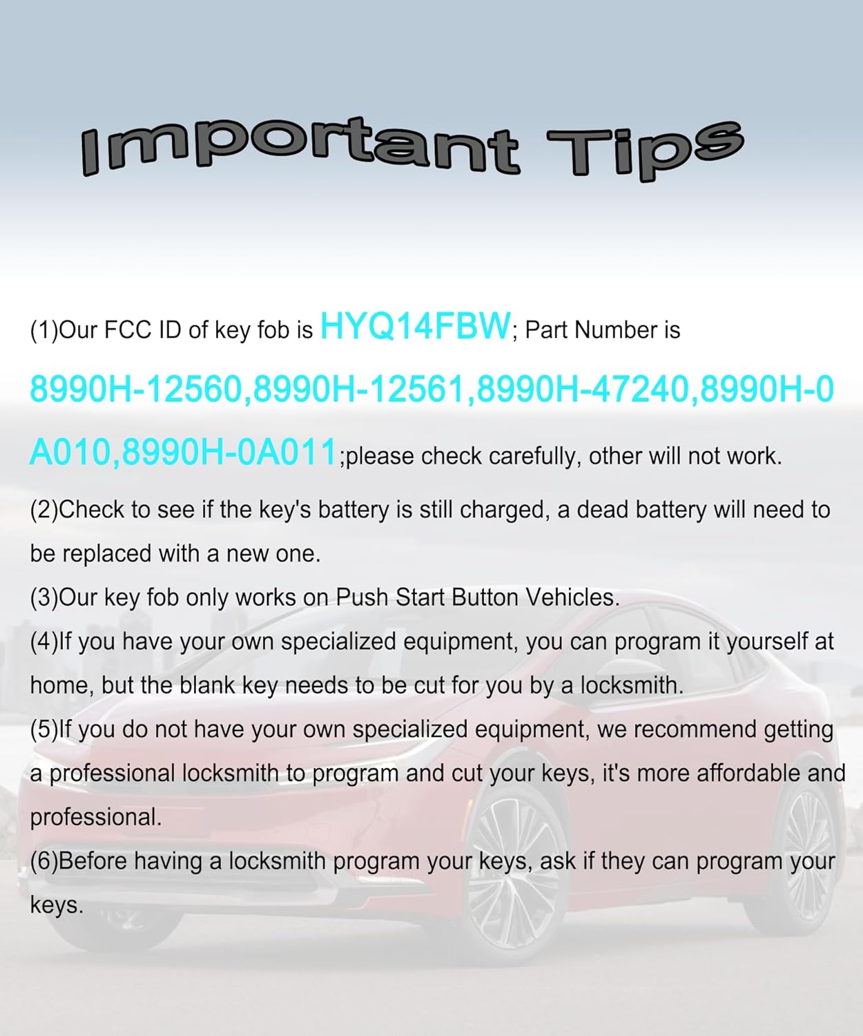Smart Key Fob for Toyota Corolla Cross 2022-2025, YIKEBALOG Keyless Entry Proximity Remote Control Key Fob Compatible with Toyota Prius 2024-2025 HYQ14FBW 8990H-0A010 231451-2561