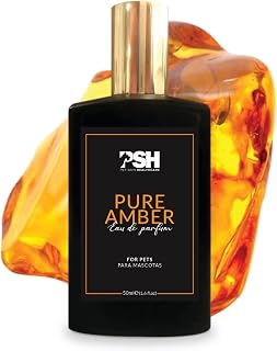 PSH Pure Amber - Agua de Perfume para Perros y Gatos - Fragancia Especiada y Cálida - No Reseca la Piel - Incluye Mini Envase Recargable para Paseos - 50 ml