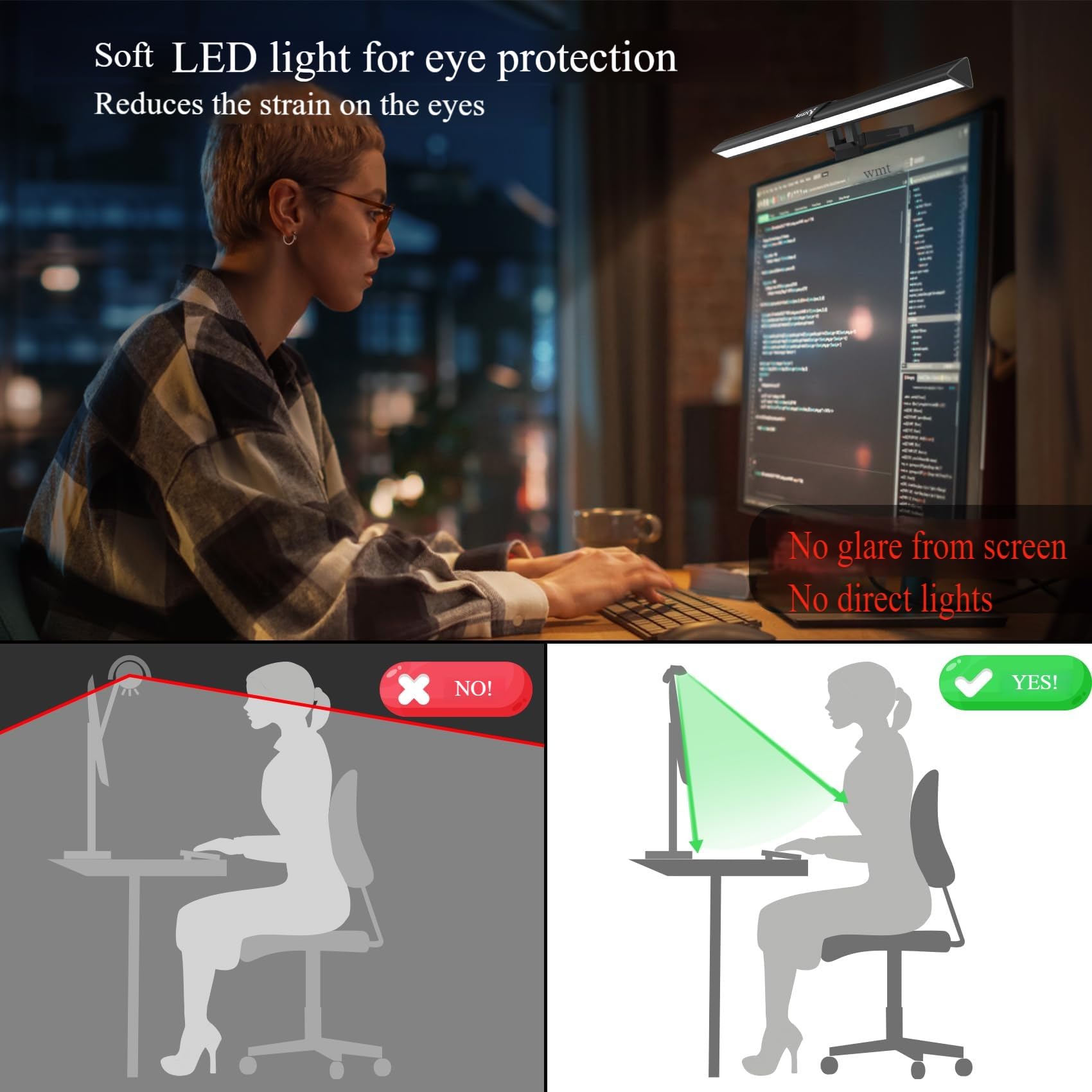 CATPOWER Computer Monitor Light Bar, LED Screen Light Bar for Workspace Dimmable Monitor Lamp - Image 4