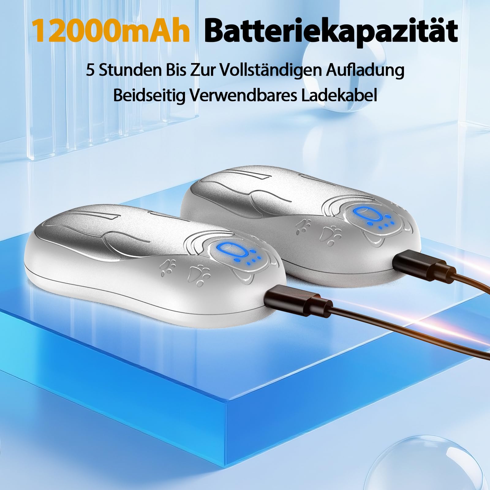 Handwärmer Wiederaufladbar 2 Pack, 12000mAh Magnetischer Handwärmer Elektrische, OUTJUT USB Tragbarer Taschenwärmer Beidseitige Beheizung für Outdoor Sport, Herzerwärmendes
