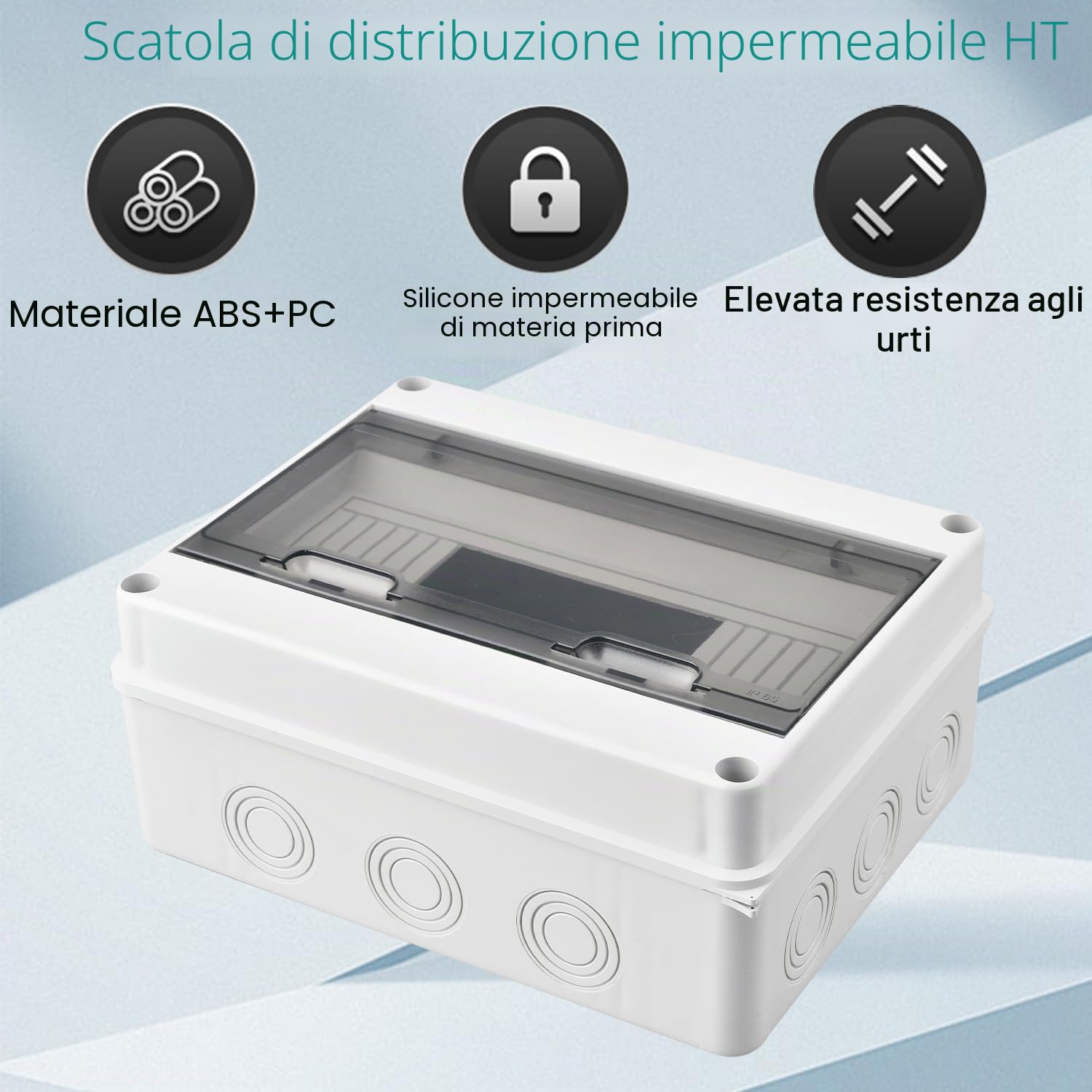 Quadro Elettrico Esterno, IP65 Scatola Elettrica da Esterno, Cassetta Elettrica da esterno per Giardini, siti Industriali, Quadro Elettrico 12 Moduli con Morsettiera, Vite