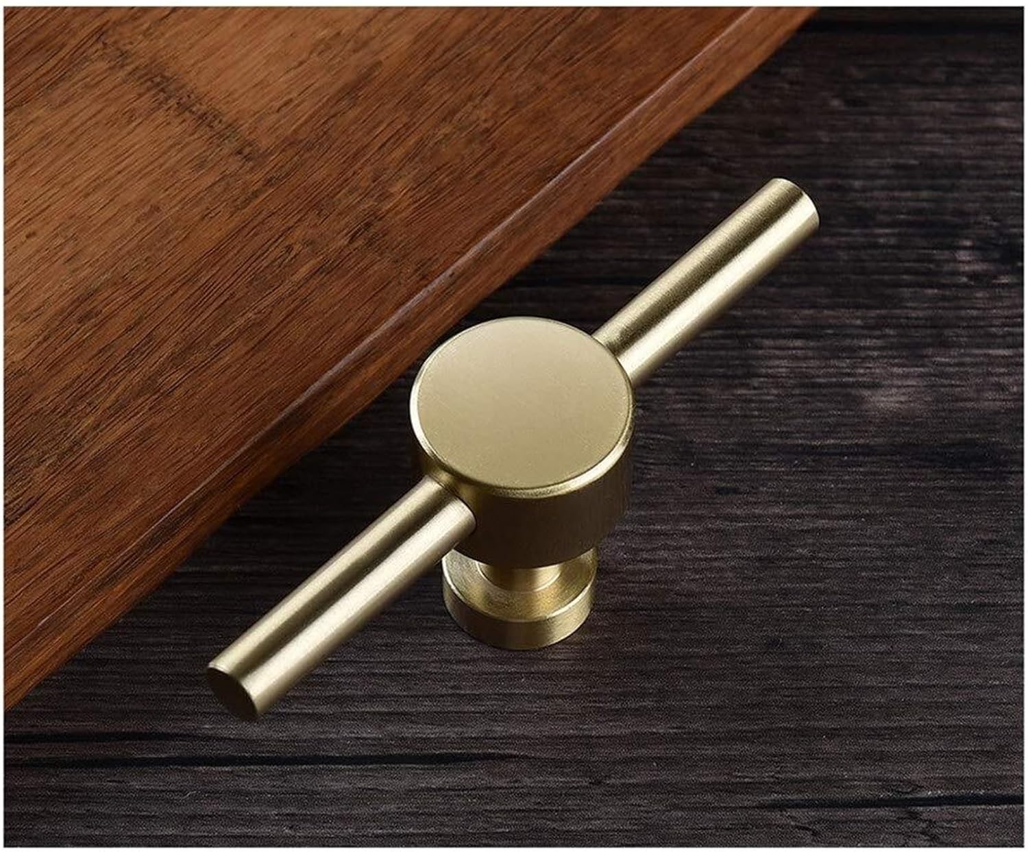 Pack of 2Pcs Heavy Duty Polished Solid Brass Modern Cabinet Handle Pull Kitchen Cabinet T-Bar Knobs and Rustic Metal Pull Handles Gate Handles Hardware Set Cabinet Hardware