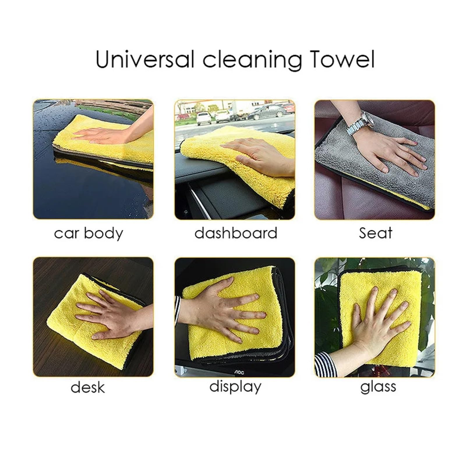 10Pcs Car Care Cleaning Cloths Microfiber Thicken Soft Drying Cloth Body Washing Towels Double Layer Clean Rags Polishing — view 5
