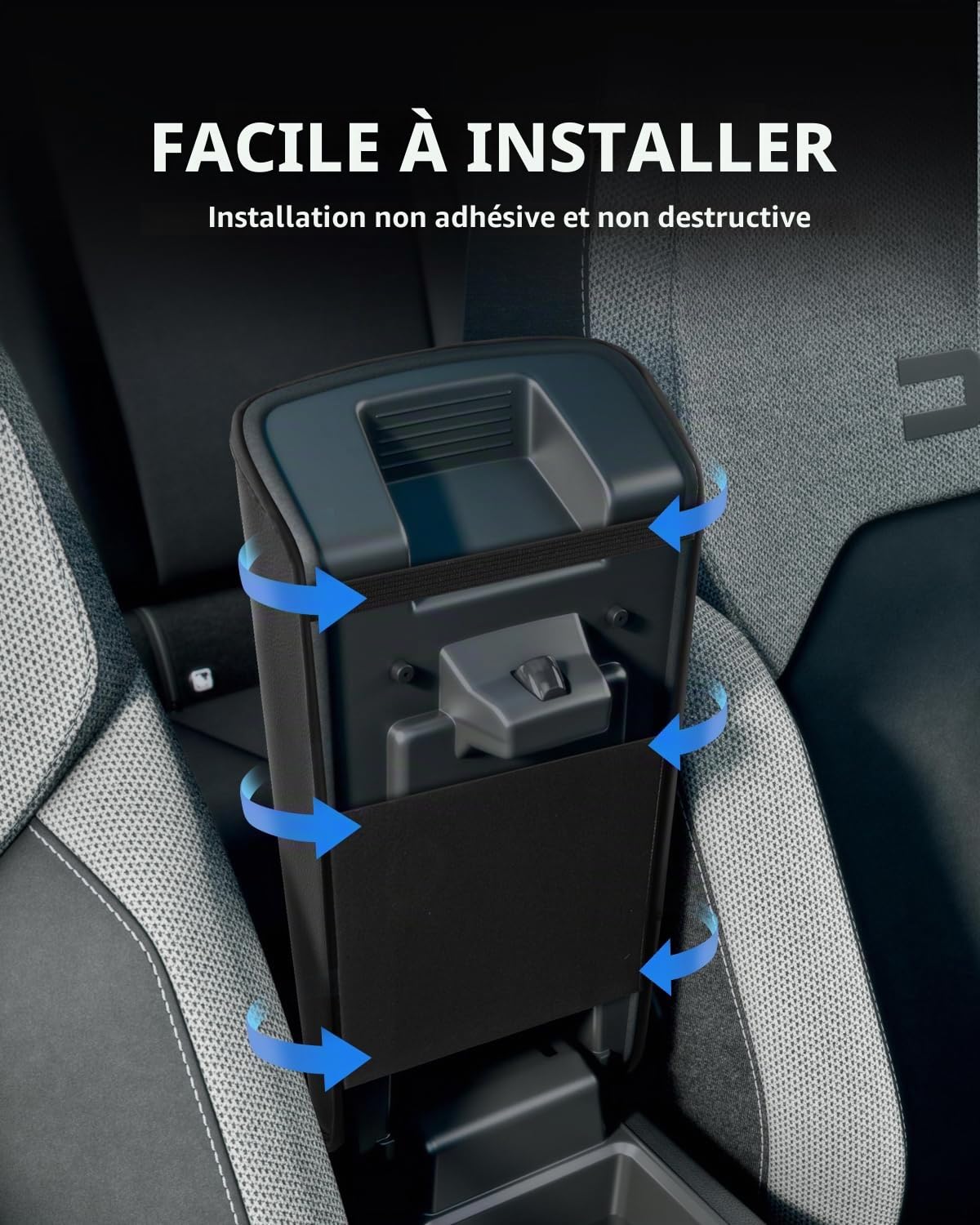Housse d'Accoudoir pour Dacia Duster 3 2024 2025 2026 | Couvre Accoudoir Console Centrale, Protection Accoudoir, Matériel Cuir PU, Accessoires pour Rehausser l'Accoudoir, Noir