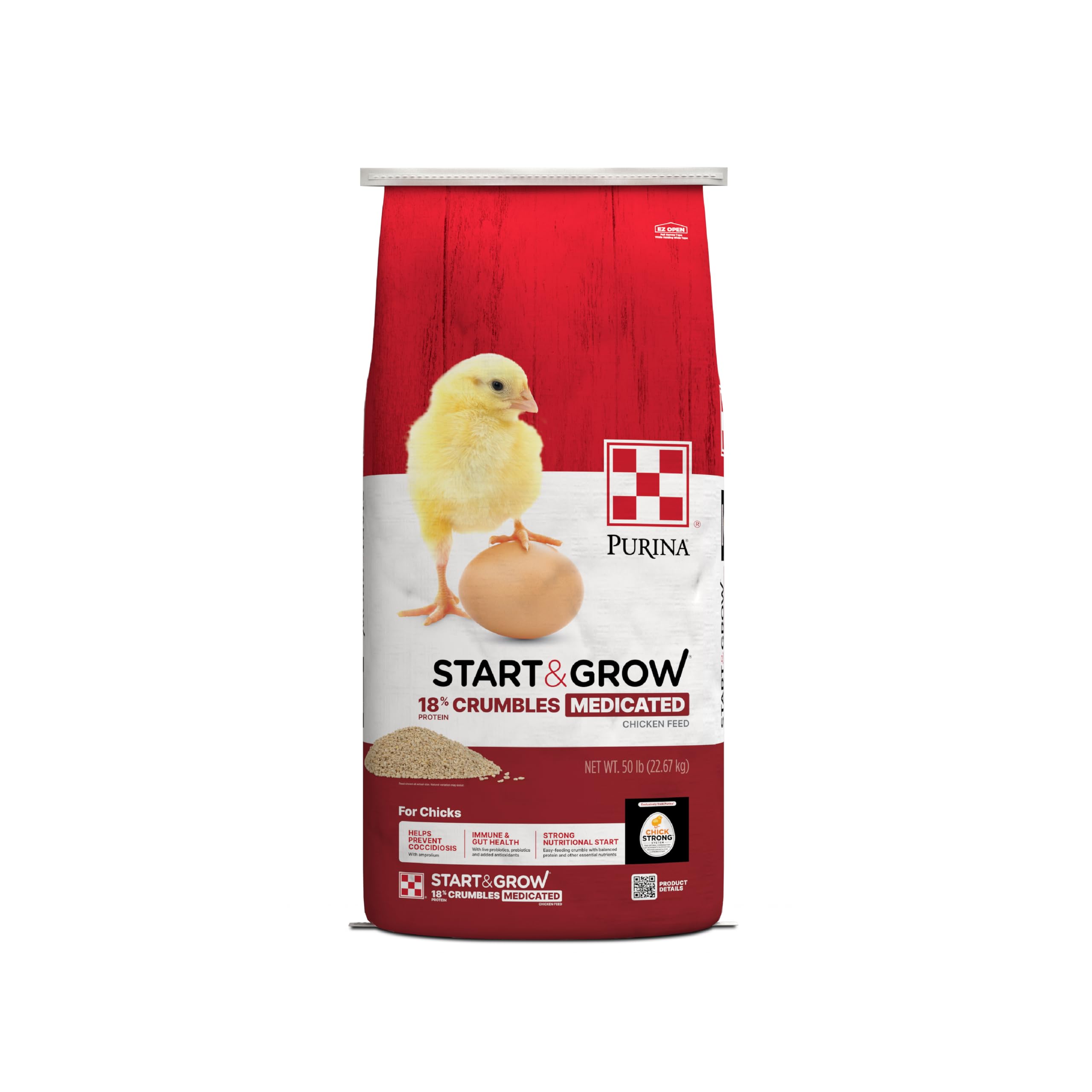Purina Start & Grow | Medicated Chick Feed Crumbles | Food for Baby Chicks - 50 Pound (50 lb) Bag