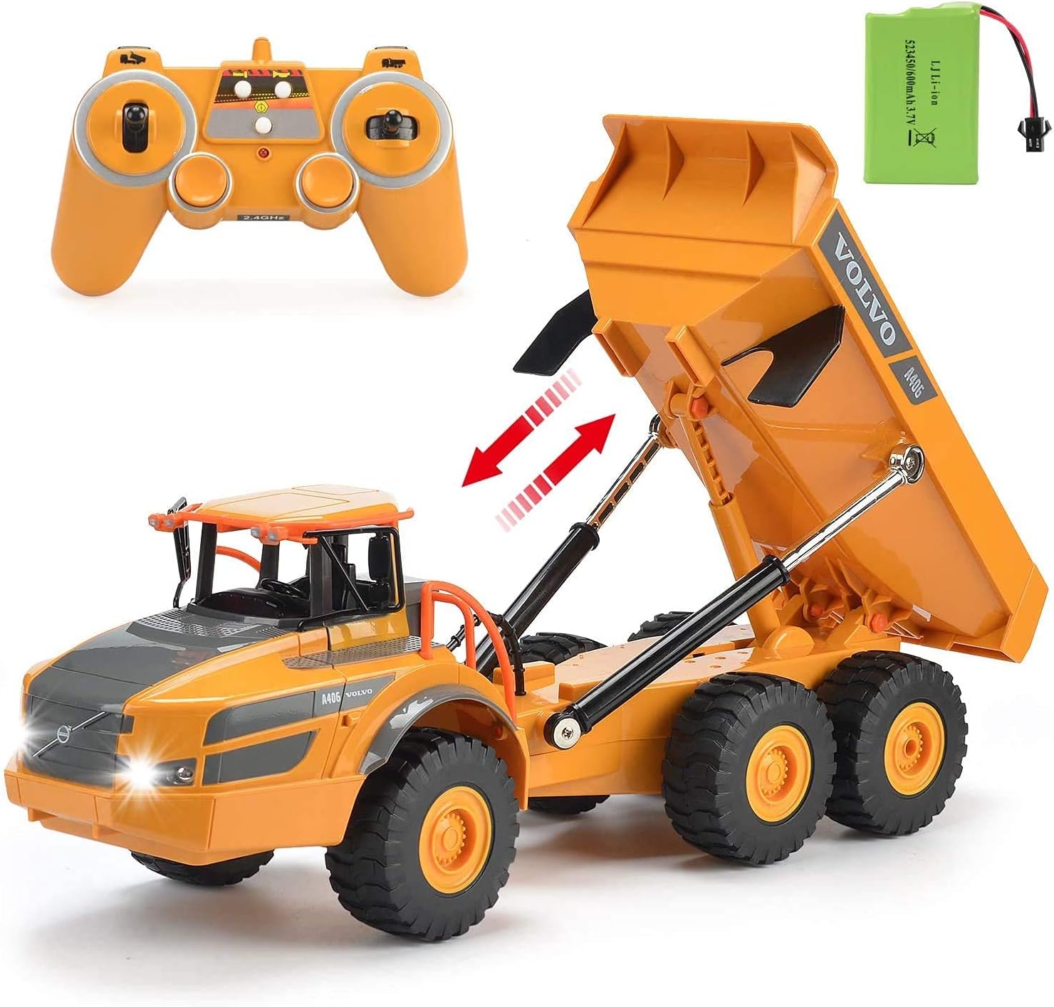 QAQQVQ RC Dump Truck 2.4G Control Remoto Camión Articulado Construcción De Automóviles Simulación Electrónica Vehículo De Ingeniería Juguetes para Niños Niños Adolescentes Y Niños Pequeños Regalo